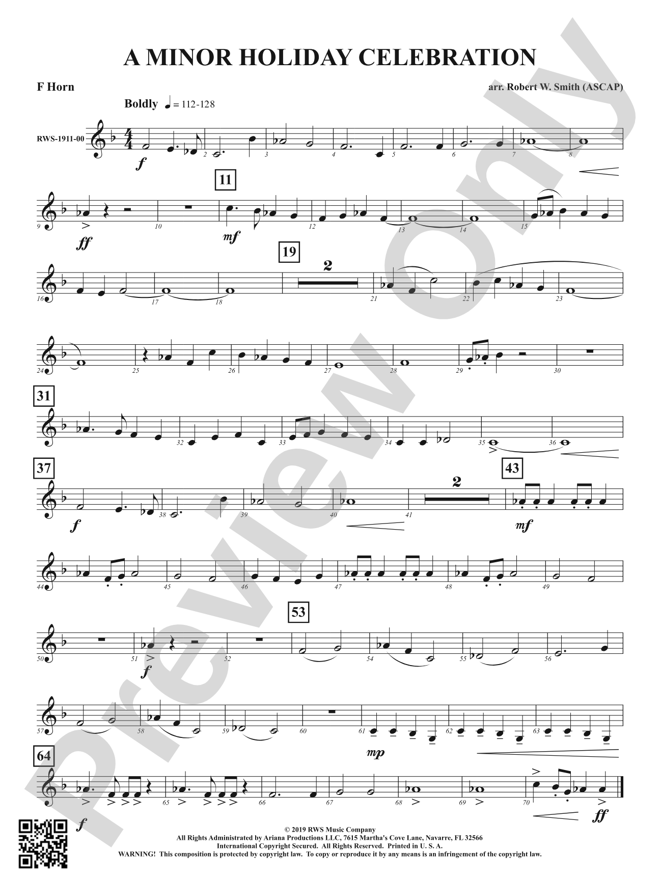 A Minor Holiday Celebration: 1st F Horn