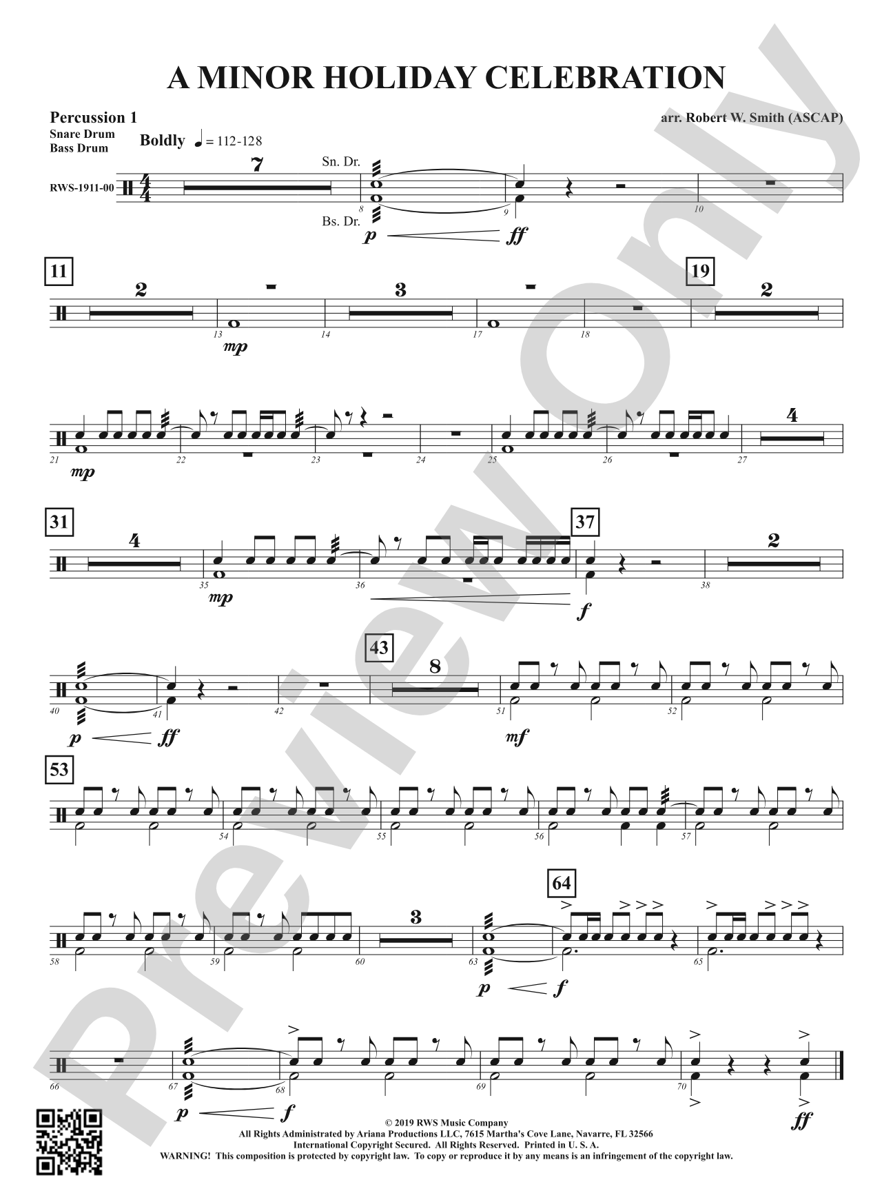 A Minor Holiday Celebration: 1st Percussion