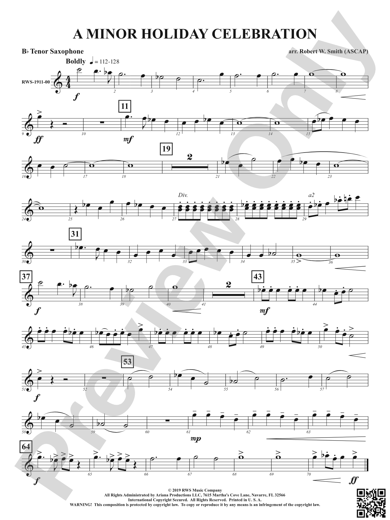 A Minor Holiday Celebration: B-flat Tenor Saxophone