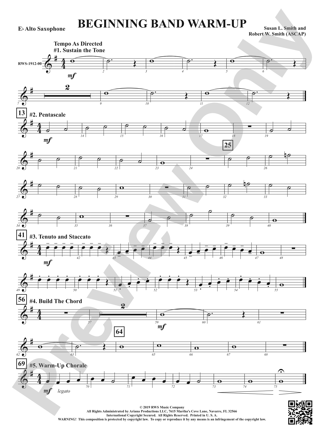 Beginning Band Warm-Up: 1st E-flat Alto Saxophone