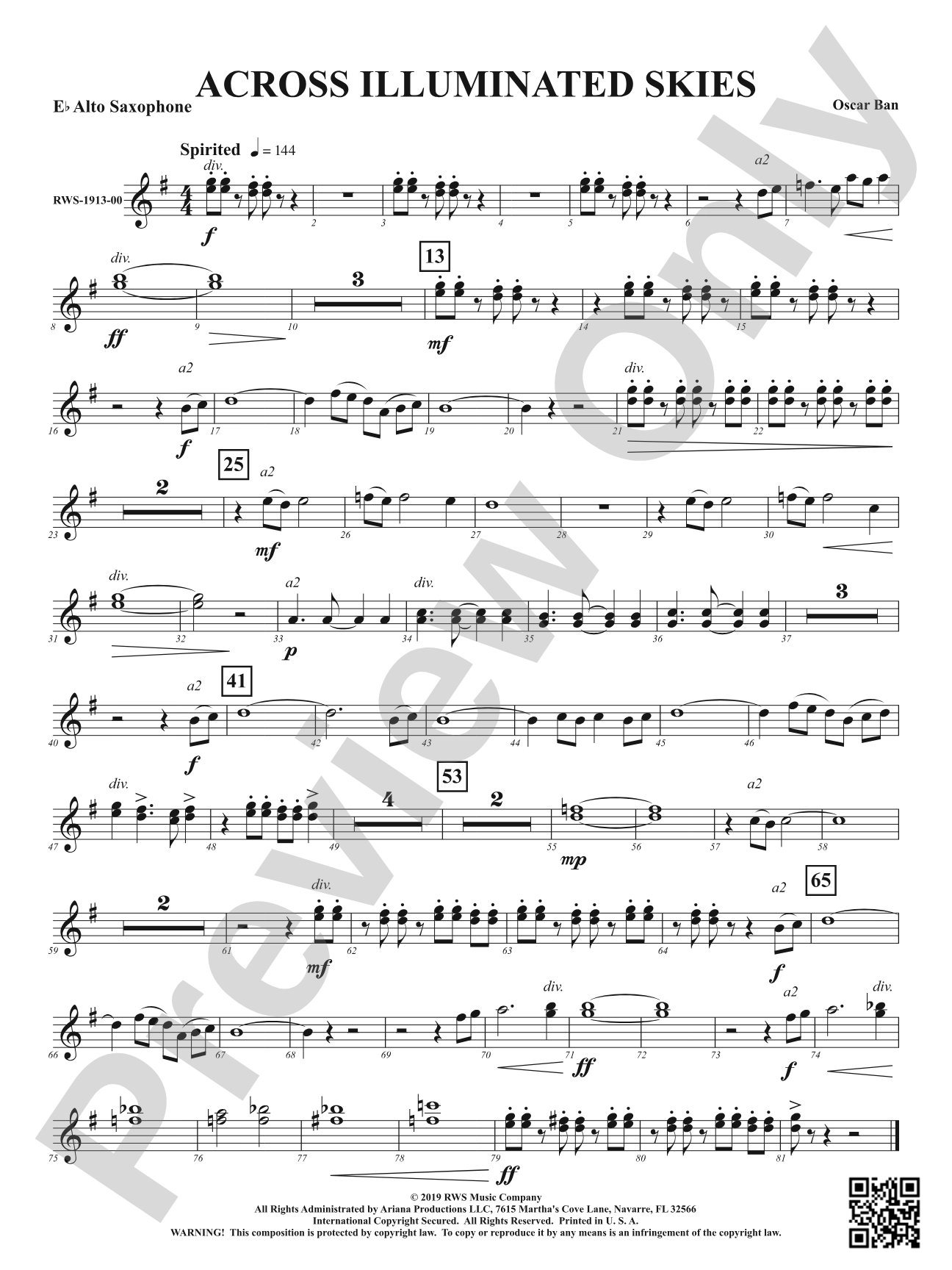 Across Illuminated Skies: 1st E-flat Alto Saxophone