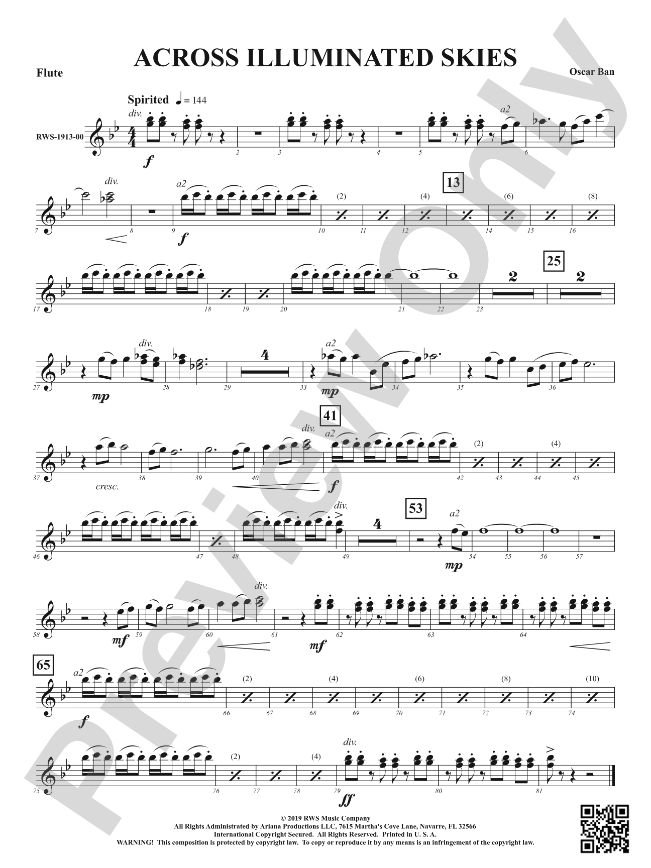 Across Illuminated Skies: 1st Flute