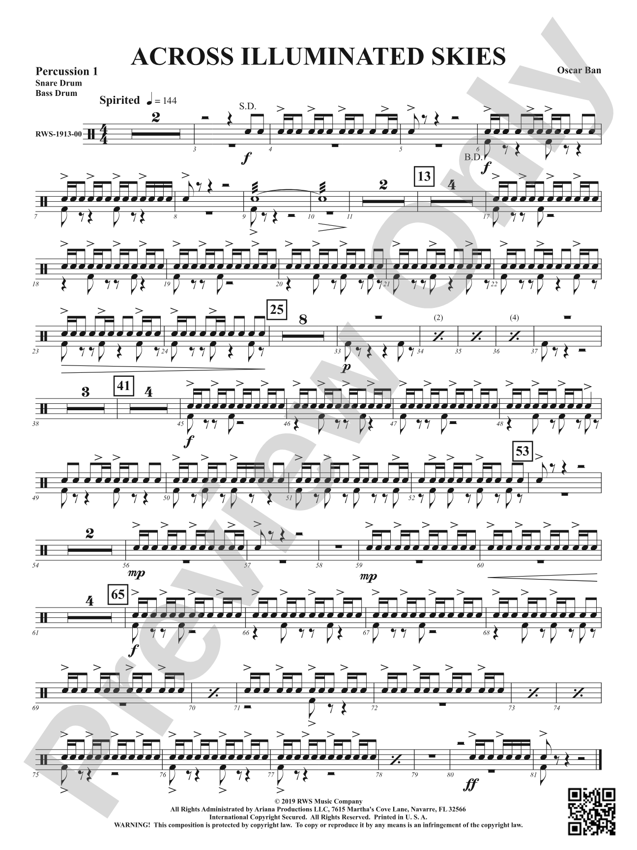 Across Illuminated Skies: 1st Percussion