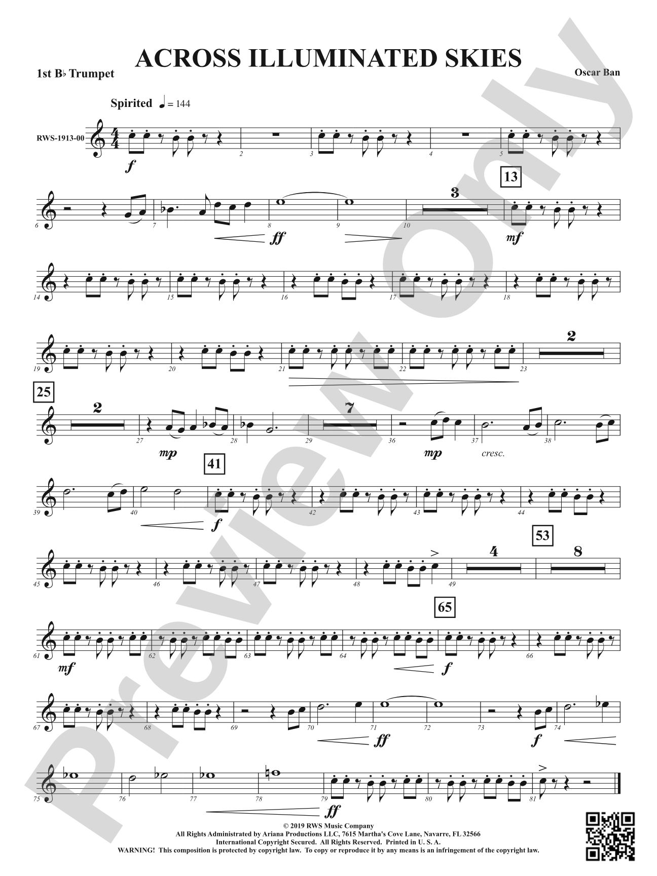 Across Illuminated Skies: 1st B-flat Trumpet