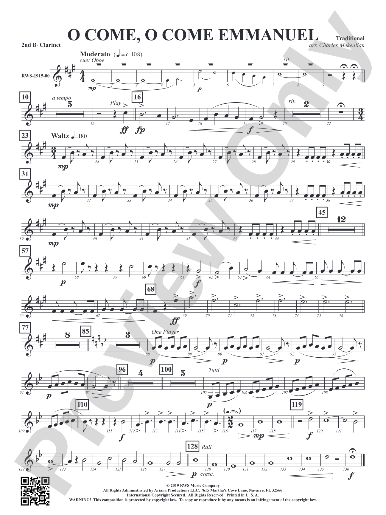 O Come, O Come Emmanuel: 2nd B-flat Clarinet