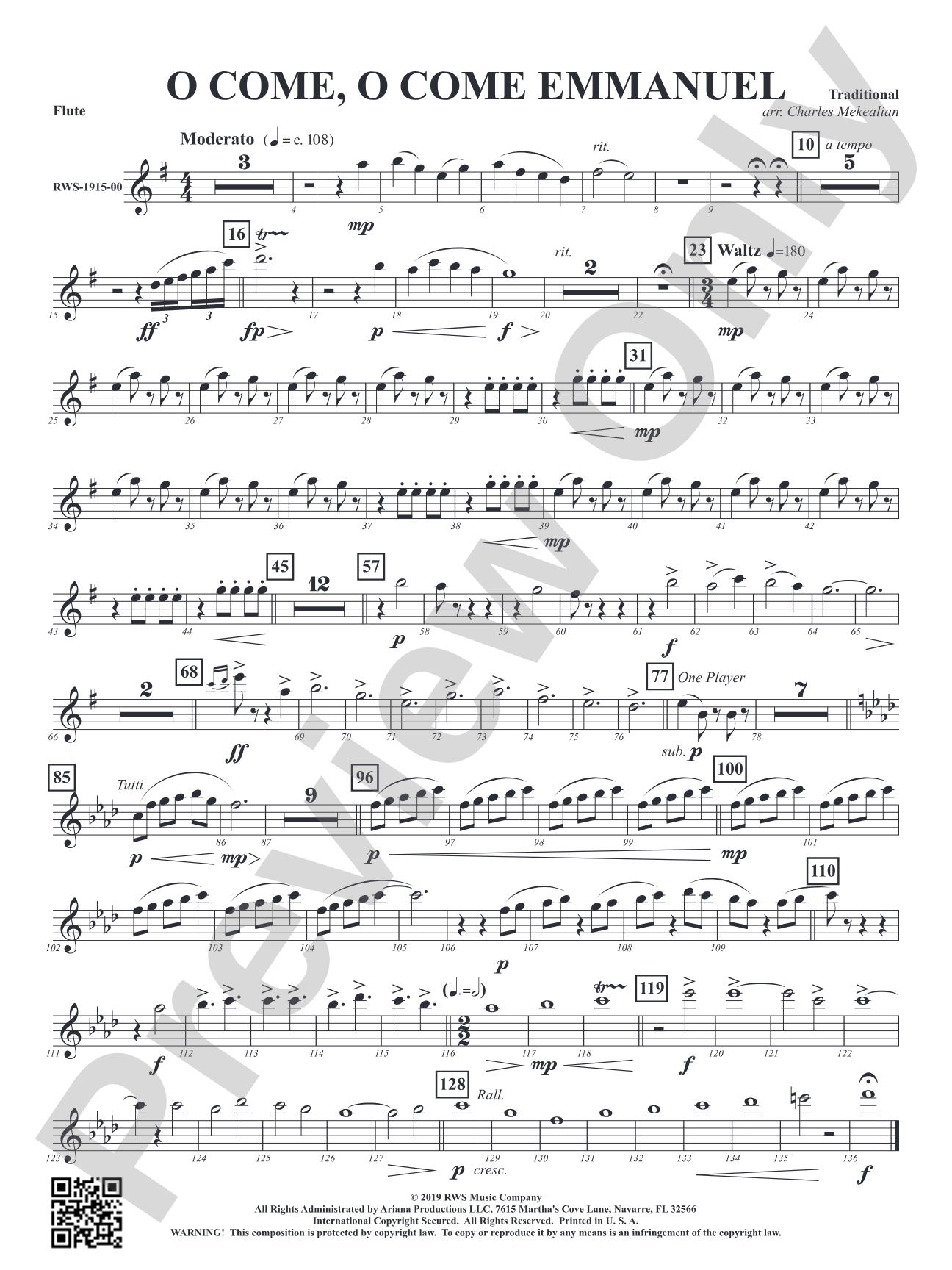 O Come, O Come Emmanuel: 1st Flute