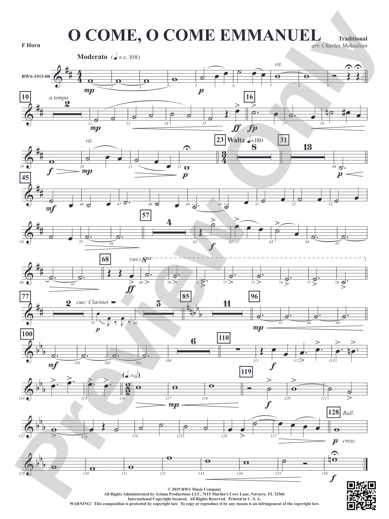 O Come, O Come Emmanuel: 1st F Horn