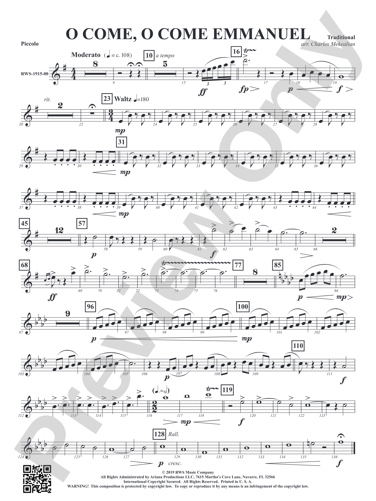 O Come, O Come Emmanuel: Piccolo