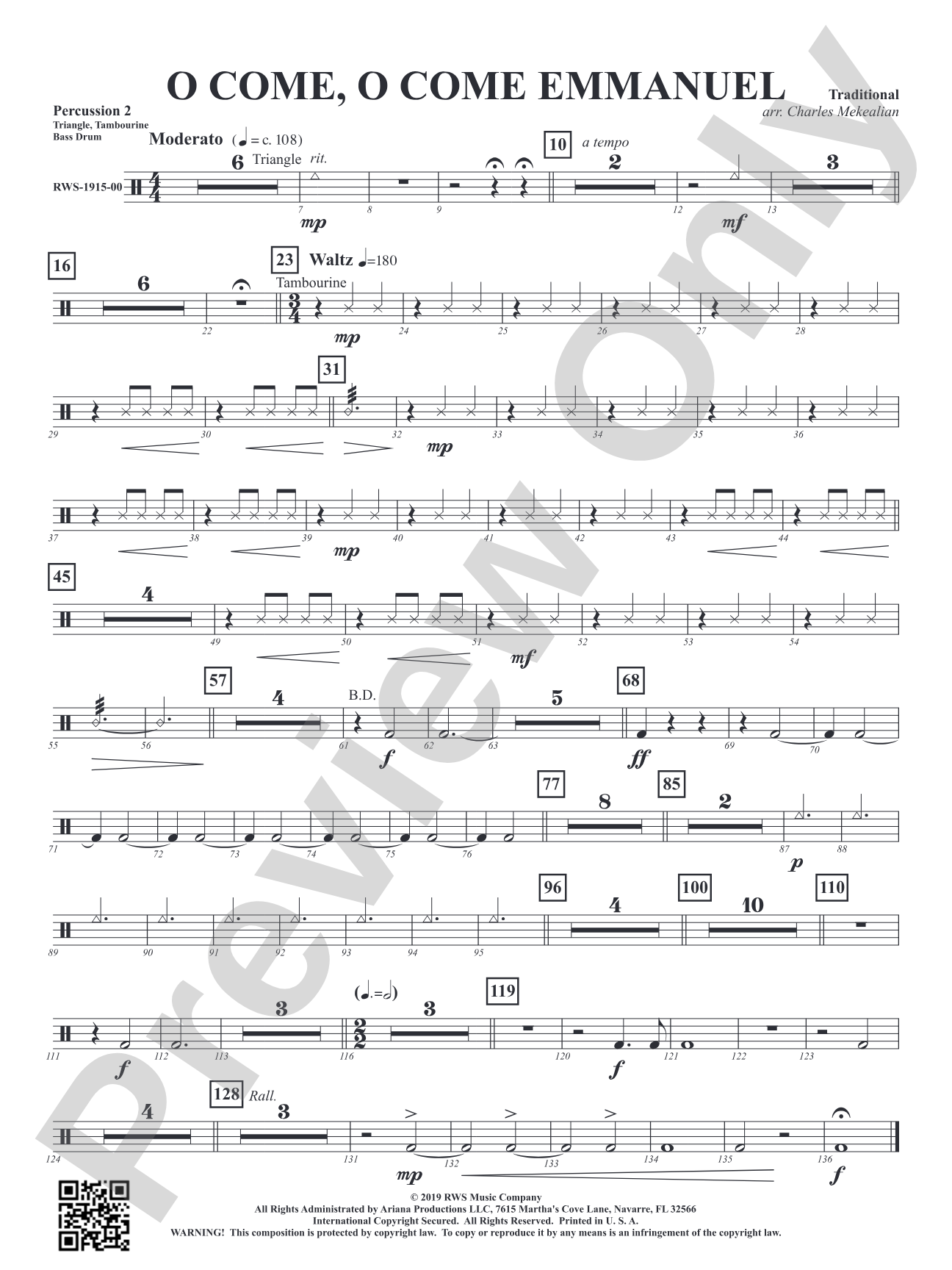O Come, O Come Emmanuel: 2nd Percussion