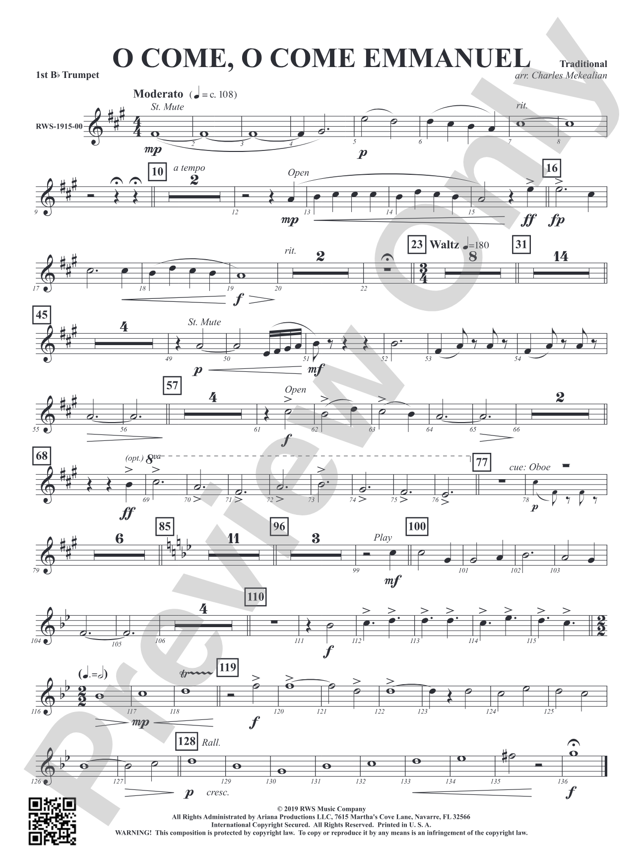 O Come, O Come Emmanuel: 1st B-flat Trumpet