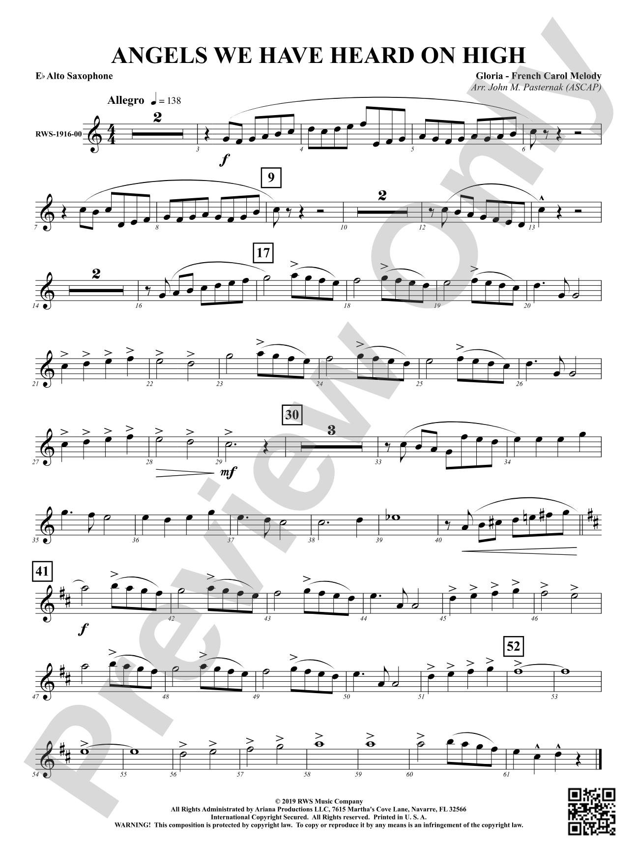 Angels We Have Heard On High: 1st E-flat Alto Saxophone