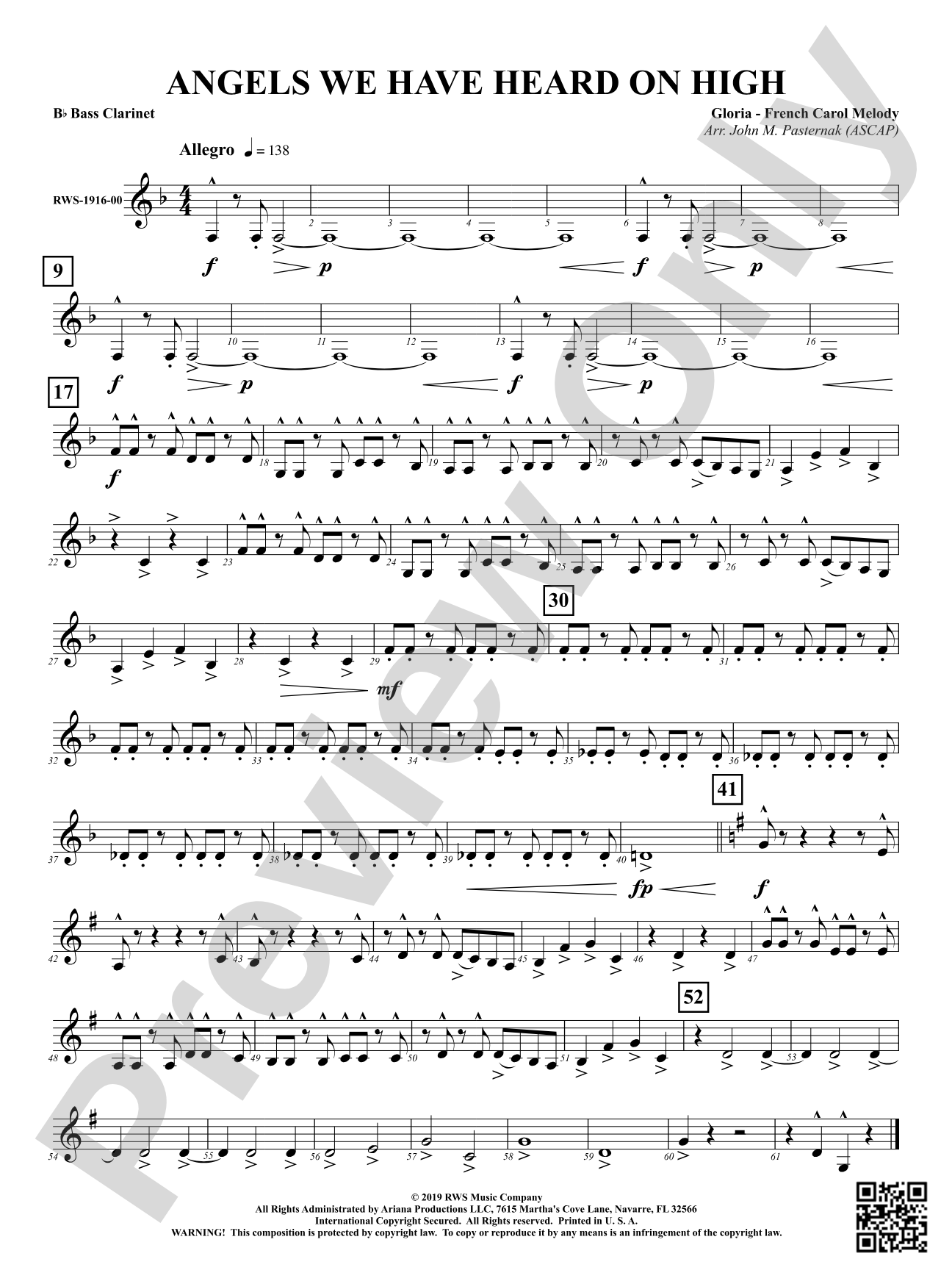 Angels We Have Heard On High: B-flat Bass Clarinet