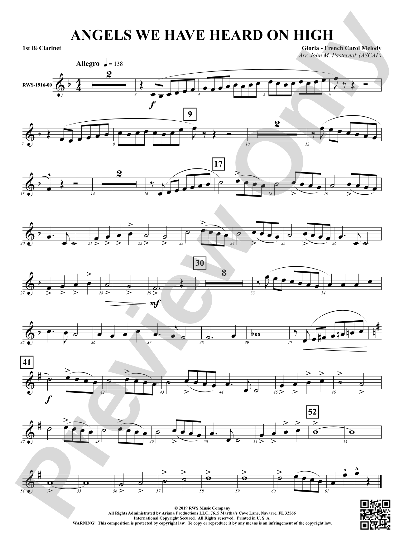 Angels We Have Heard On High: 1st B-flat Clarinet