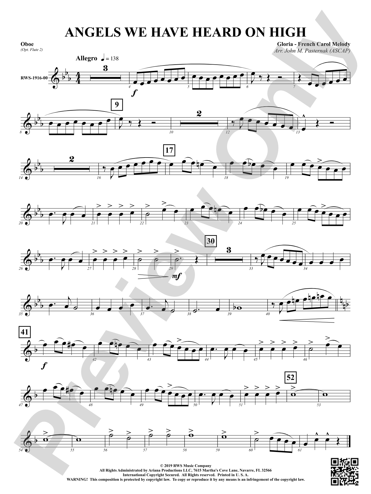 Angels We Have Heard On High: Oboe