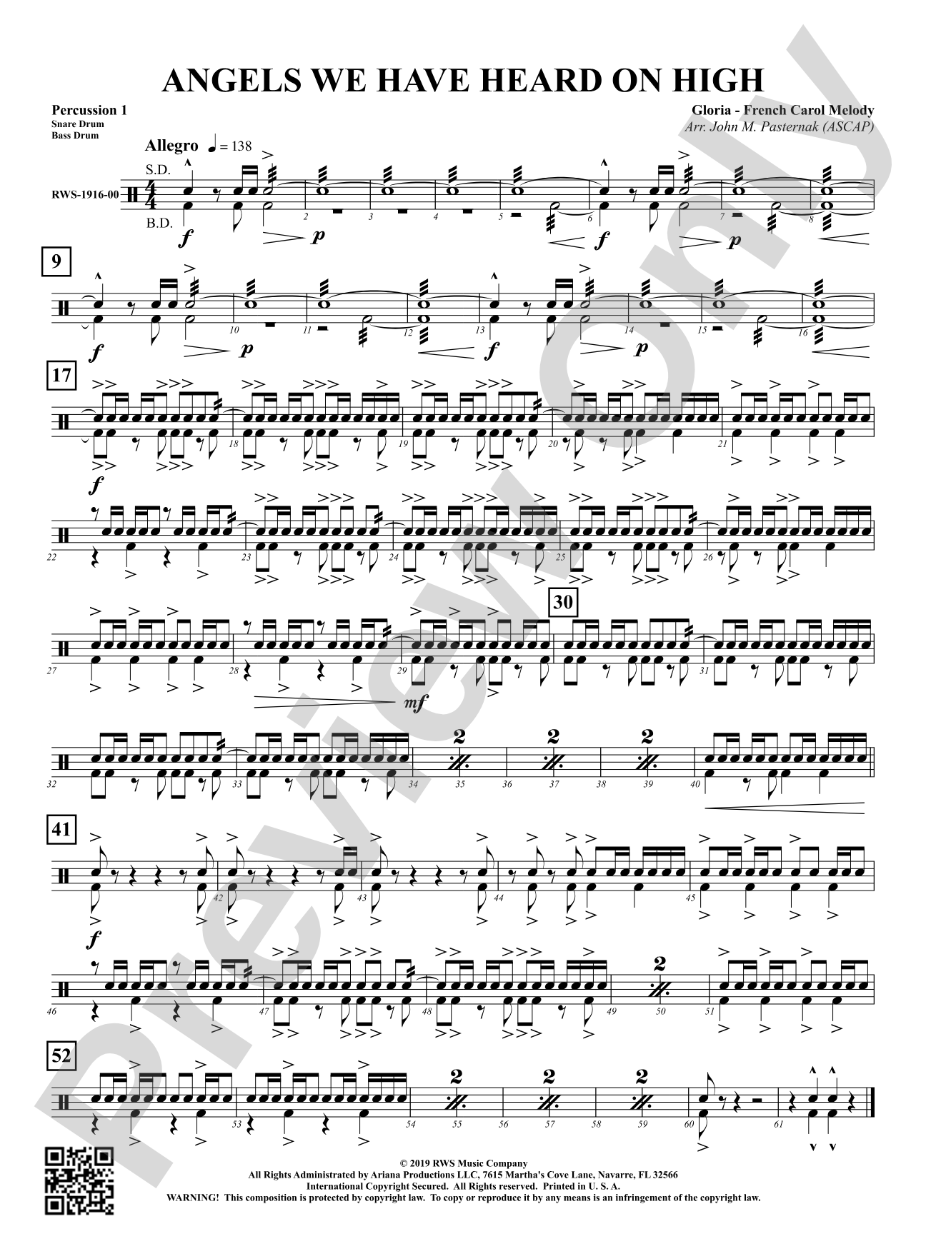 Angels We Have Heard On High: 1st Percussion