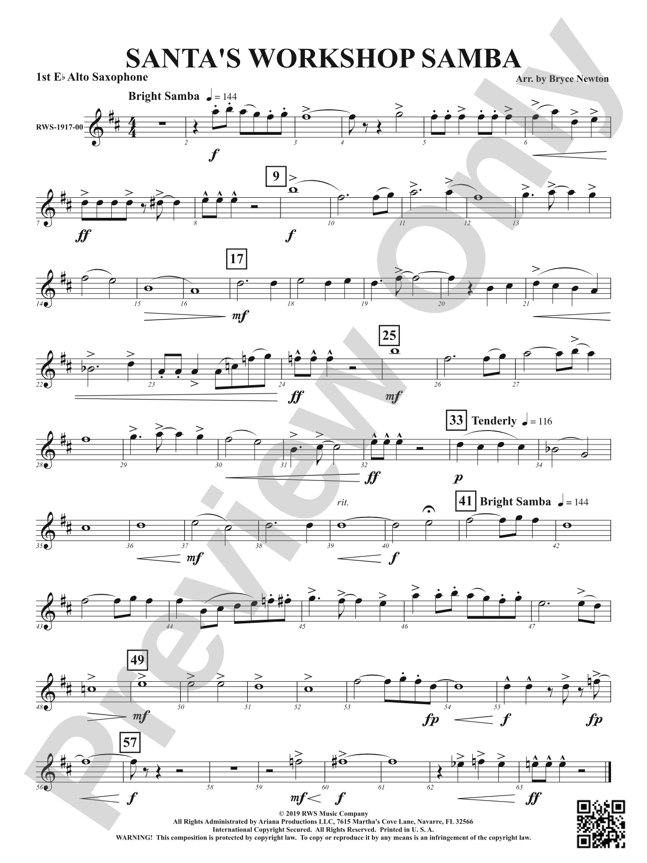 Santa's Workshop Samba: 1st E-flat Alto Saxophone