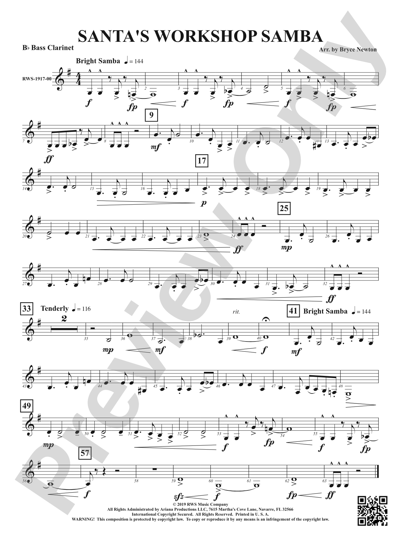 Santa's Workshop Samba: B-flat Bass Clarinet