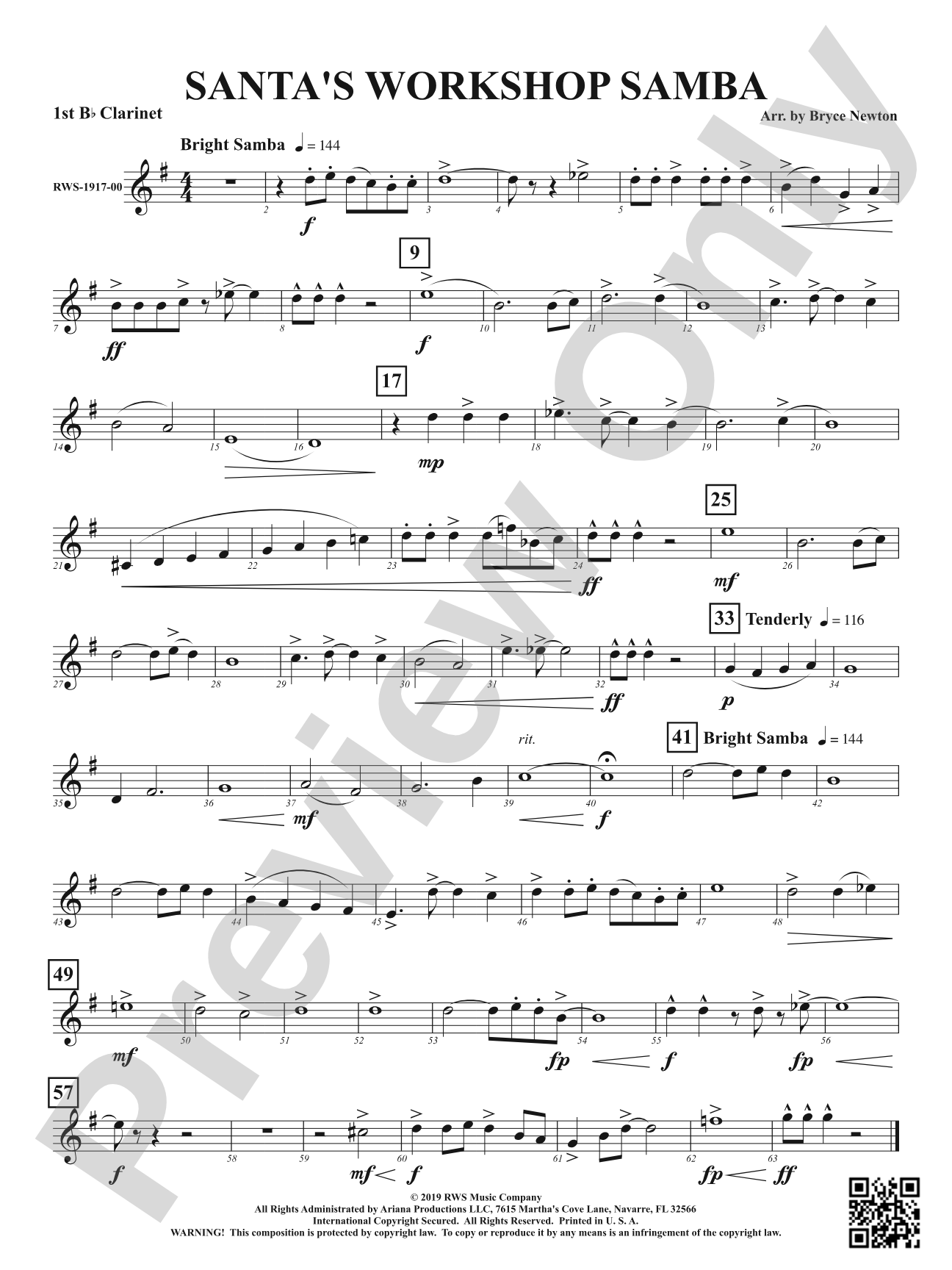Santa's Workshop Samba: 1st B-flat Clarinet