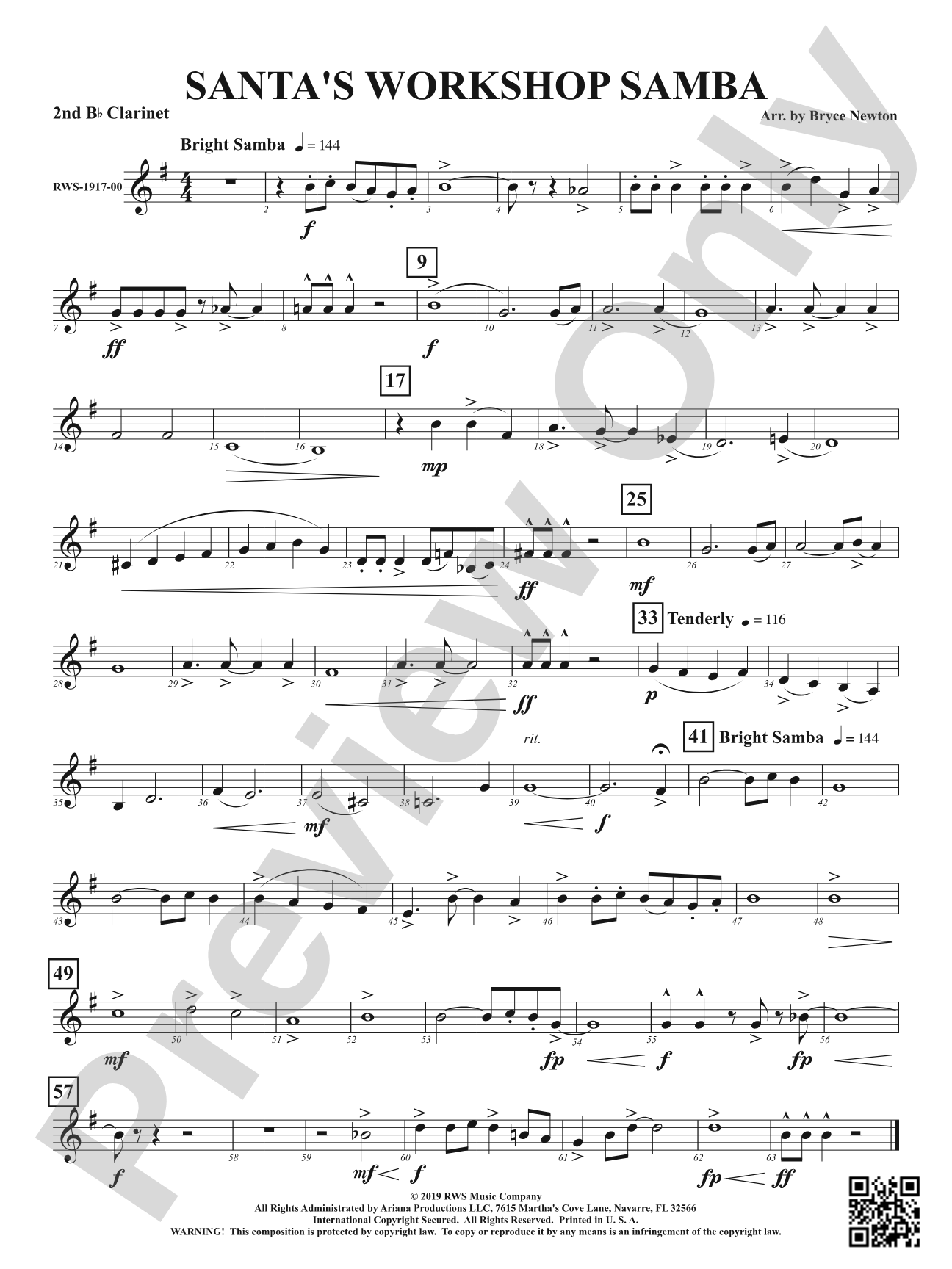 Santa's Workshop Samba: 2nd B-flat Clarinet