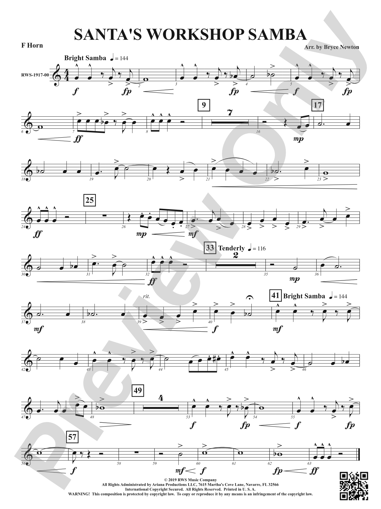 Santa's Workshop Samba: 1st F Horn