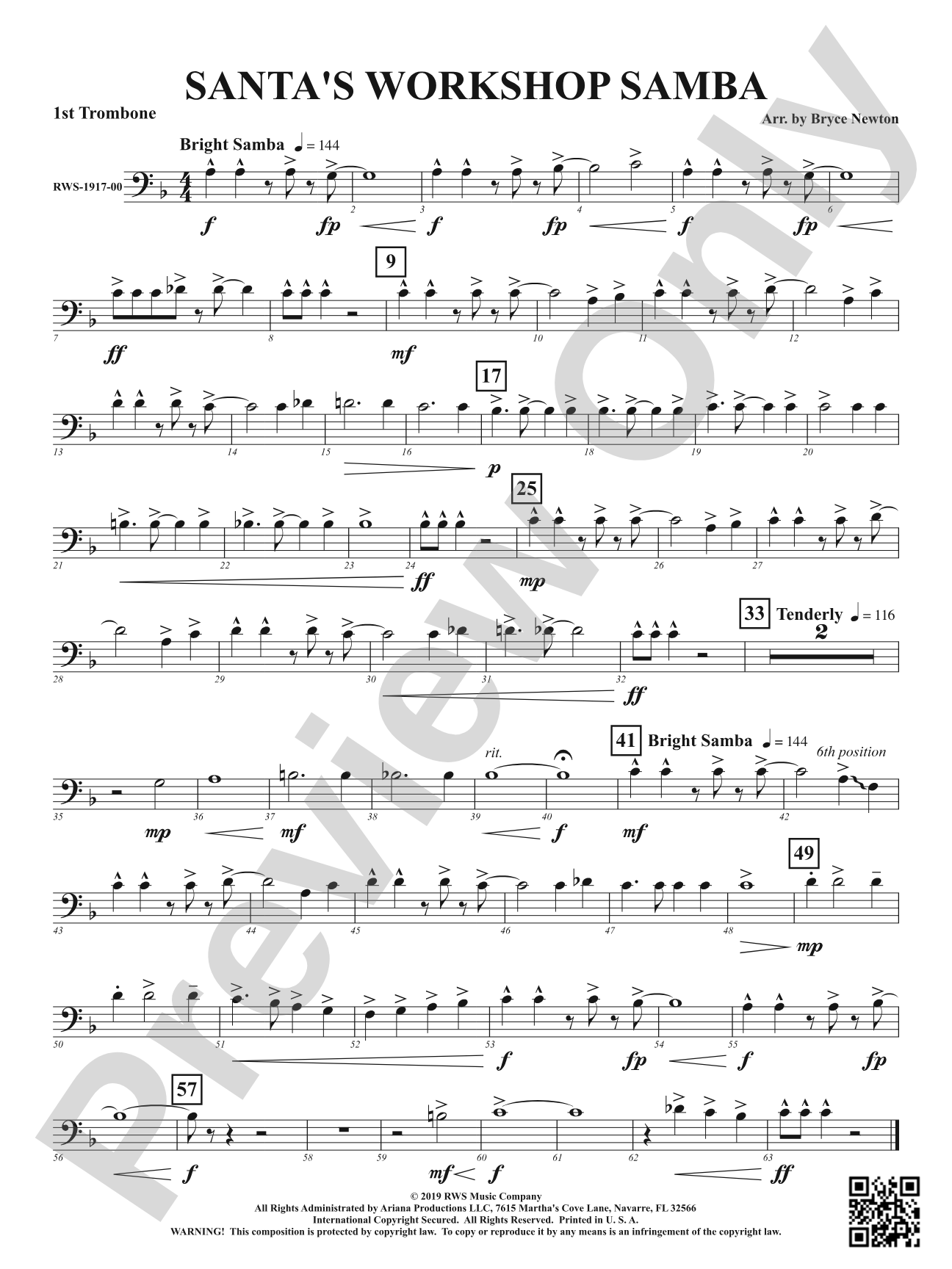 Santa's Workshop Samba: 1st Trombone