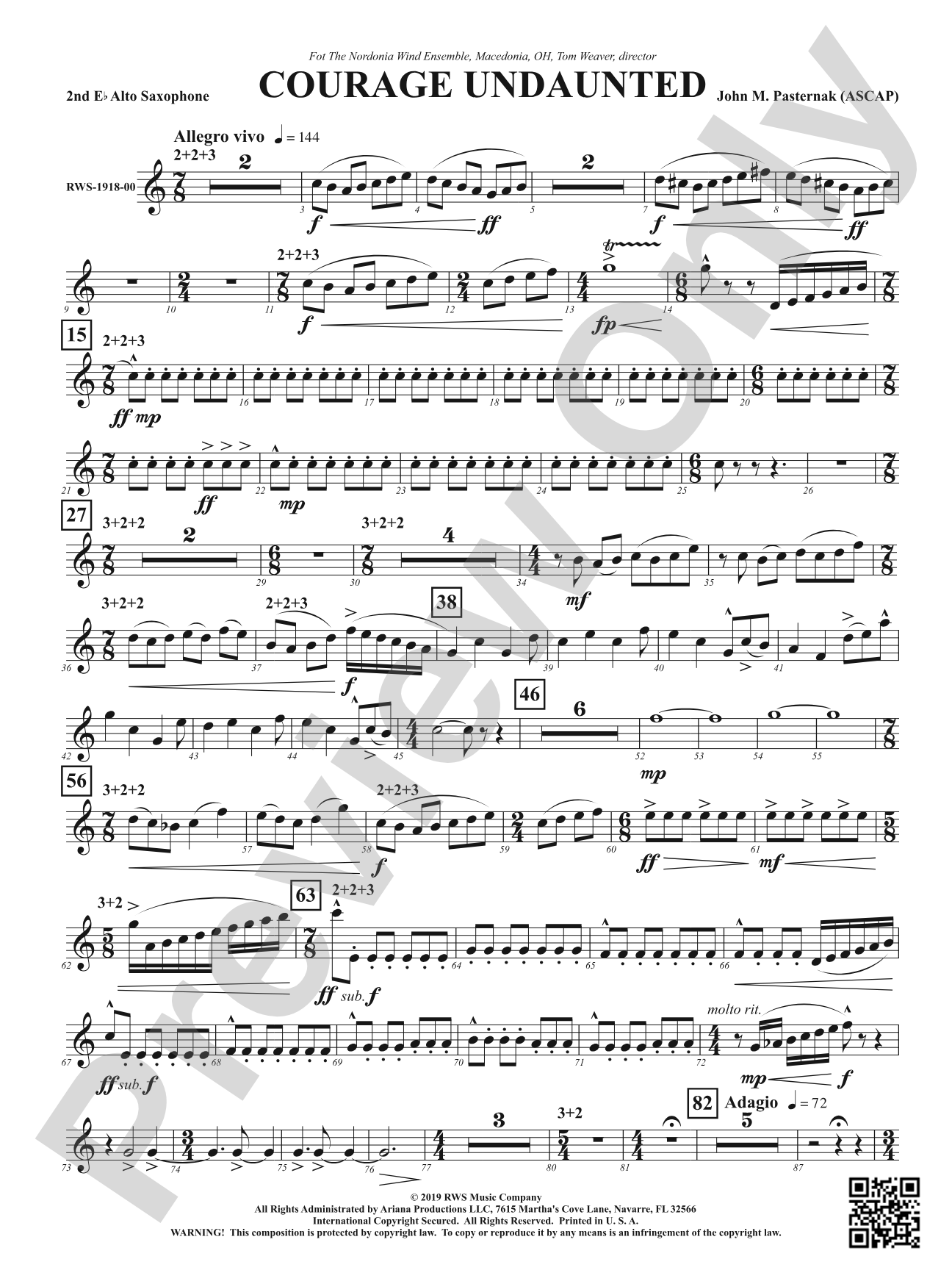 Courage Undaunted: 2nd E-flat Alto Saxophone