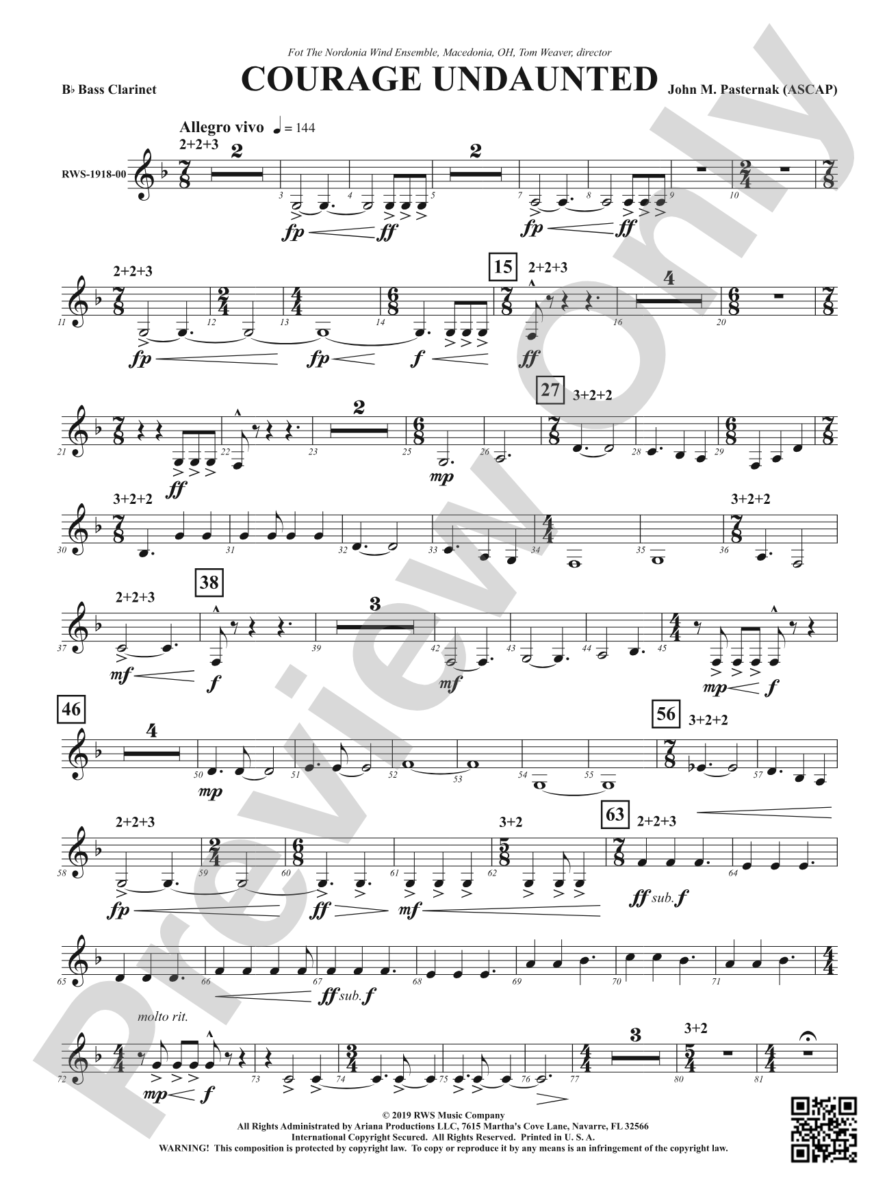 Courage Undaunted: B-flat Bass Clarinet