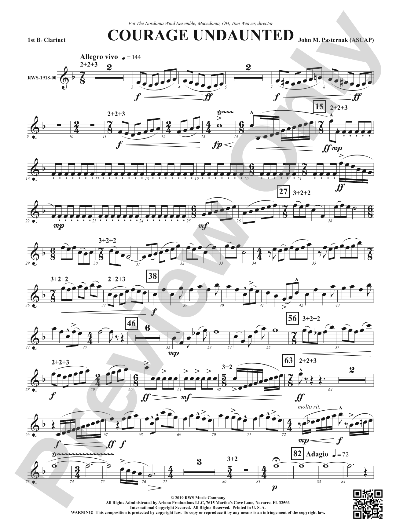 Courage Undaunted: 1st B-flat Clarinet