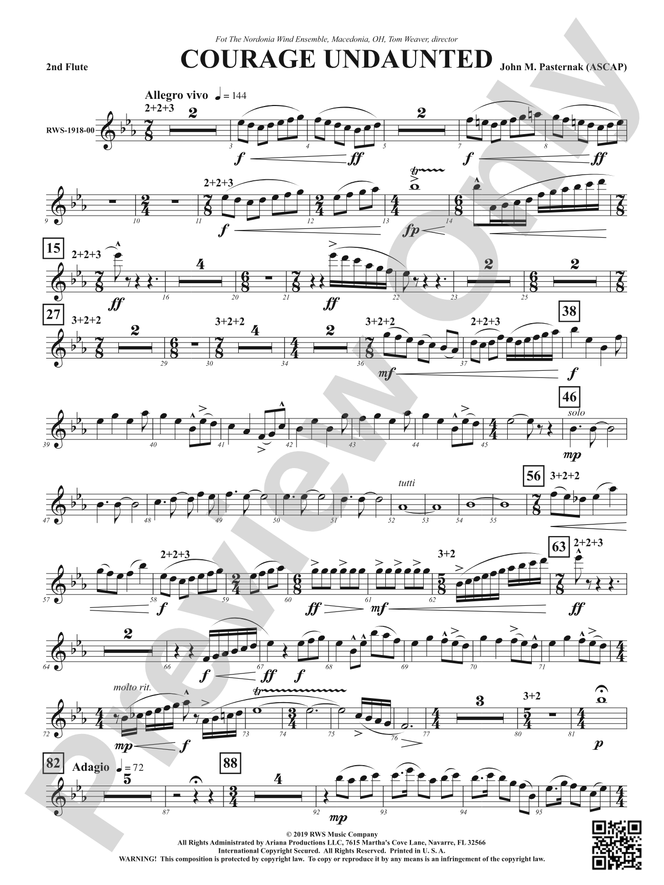 Courage Undaunted: 2nd Flute