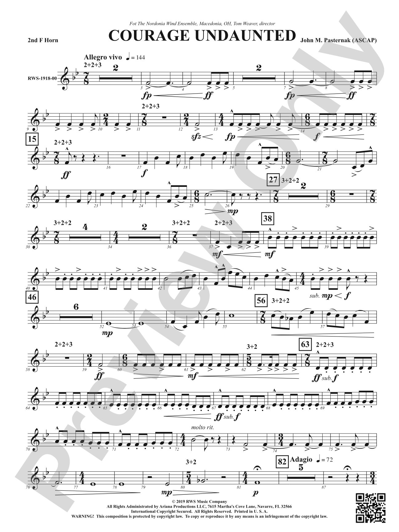 Courage Undaunted: 2nd F Horn