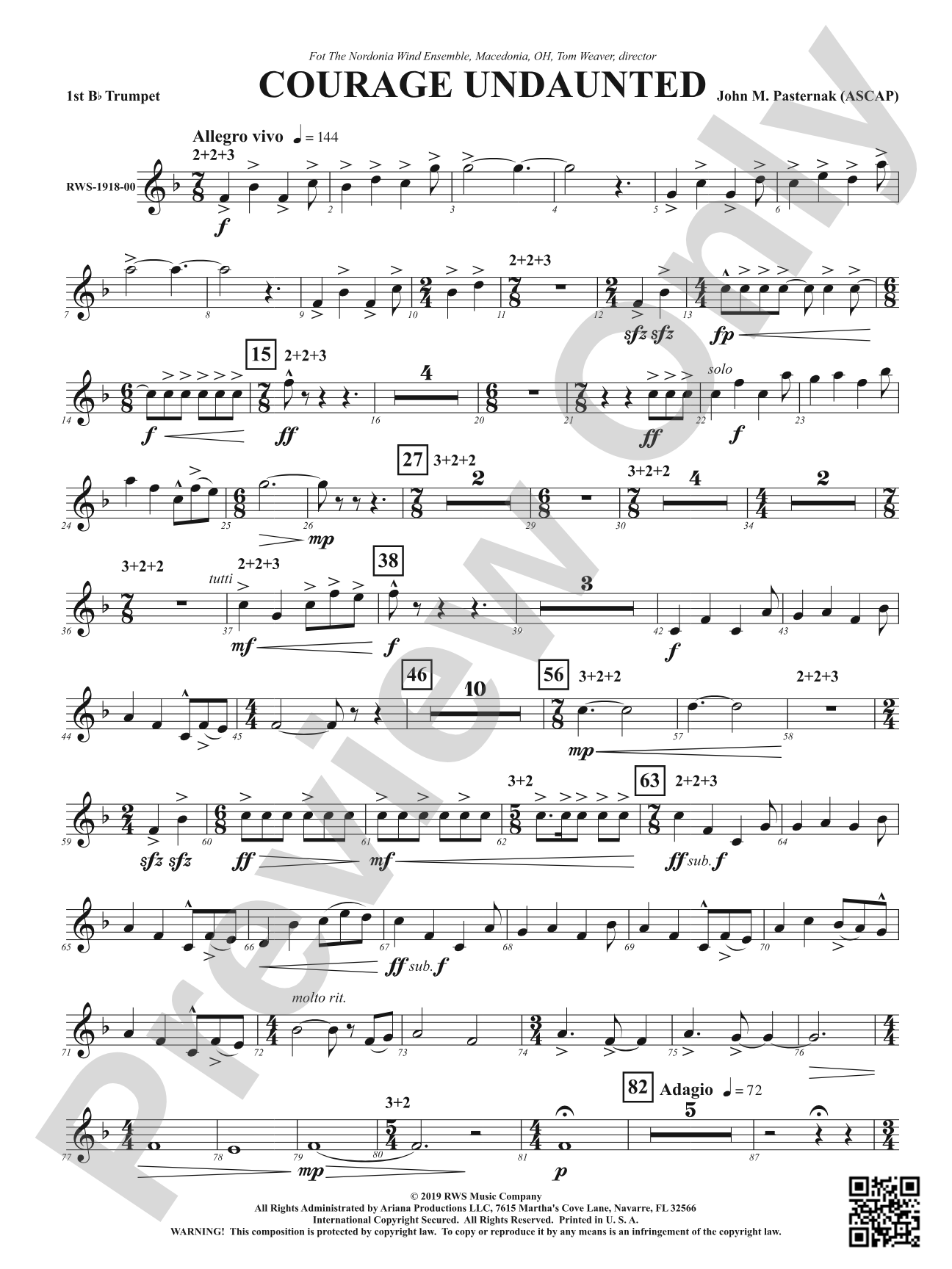 Courage Undaunted: 1st B-flat Trumpet