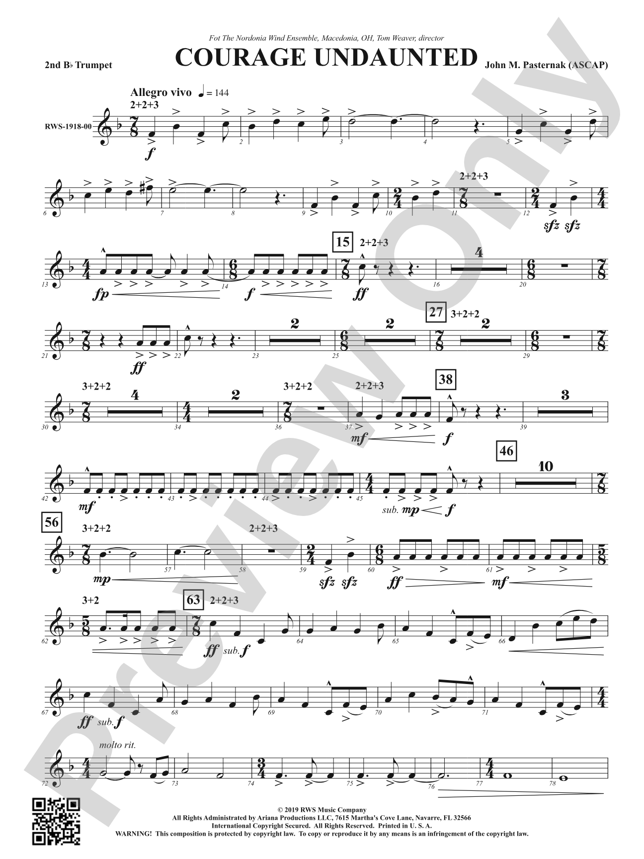 Courage Undaunted: 2nd B-flat Trumpet