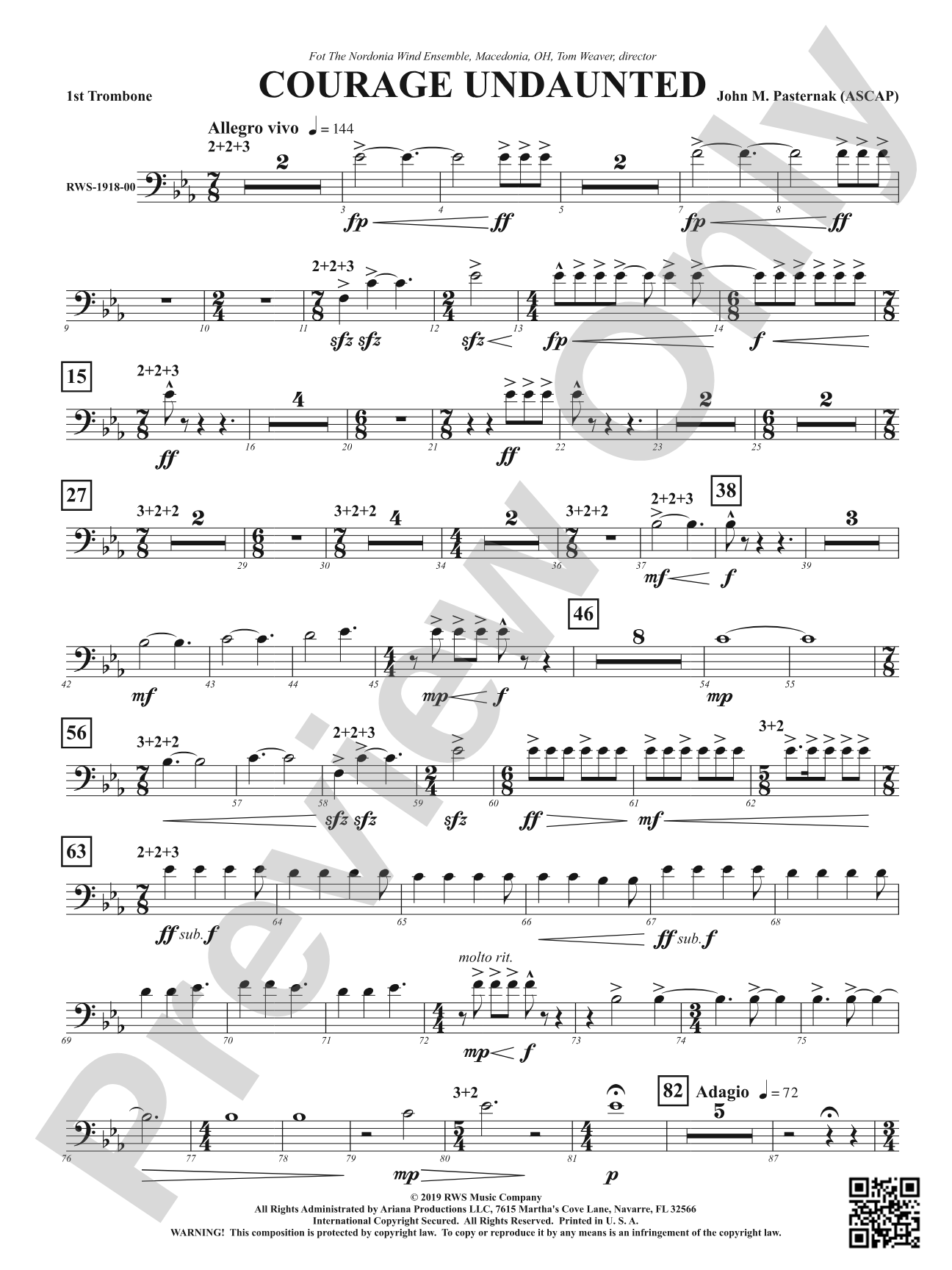 Courage Undaunted: 1st Trombone