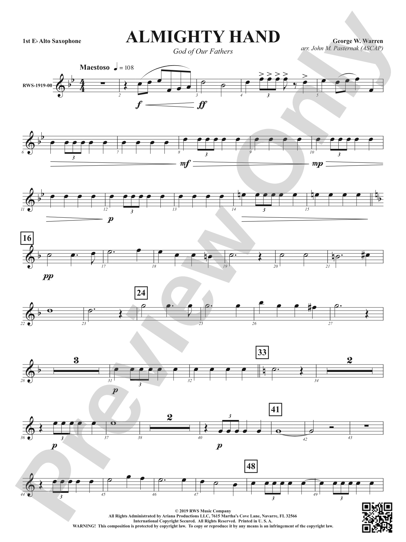 Almighty Hand - God of Our Fathers: 1st E-flat Alto Saxophone