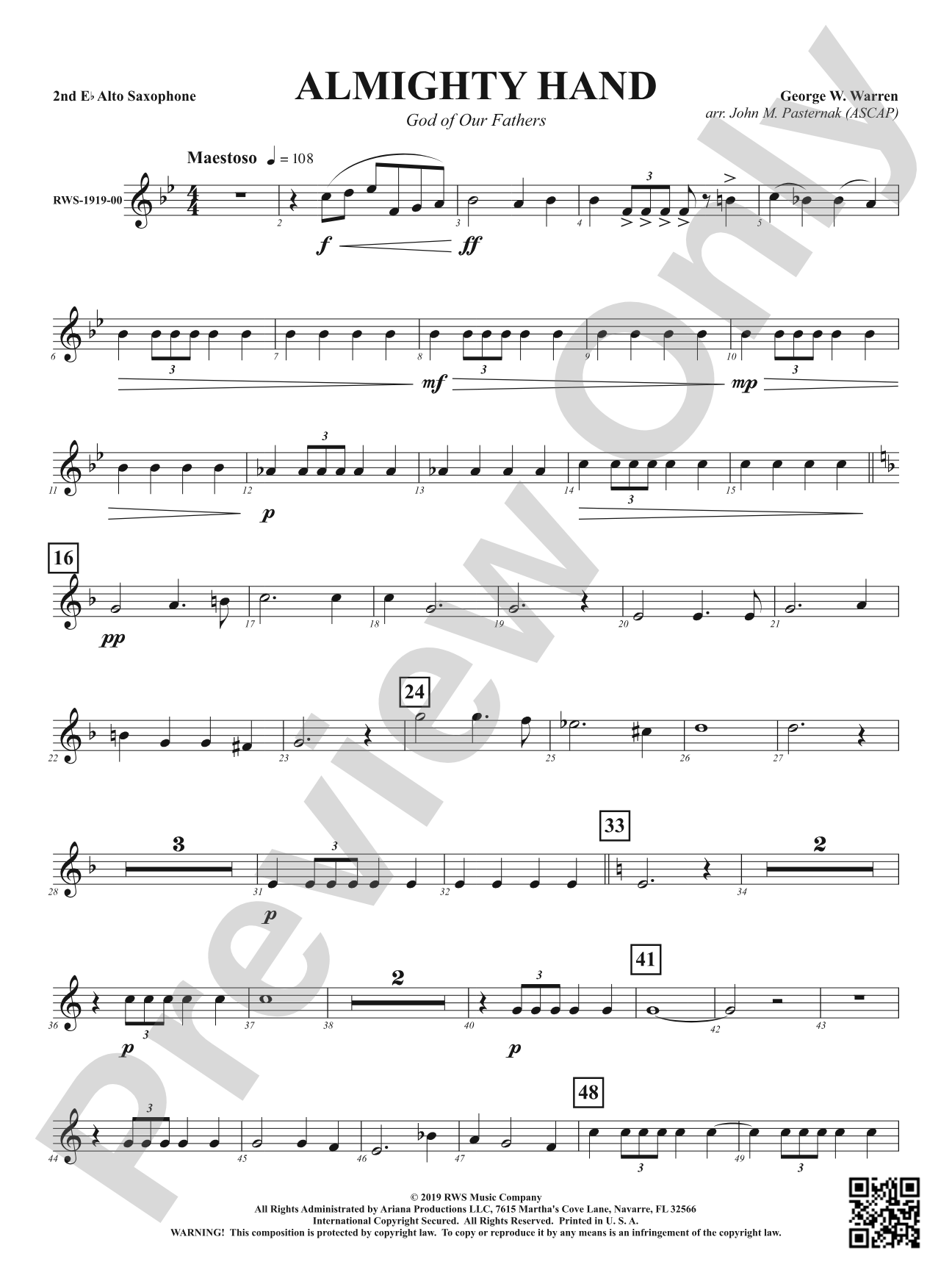 Almighty Hand - God of Our Fathers: 2nd E-flat Alto Saxophone