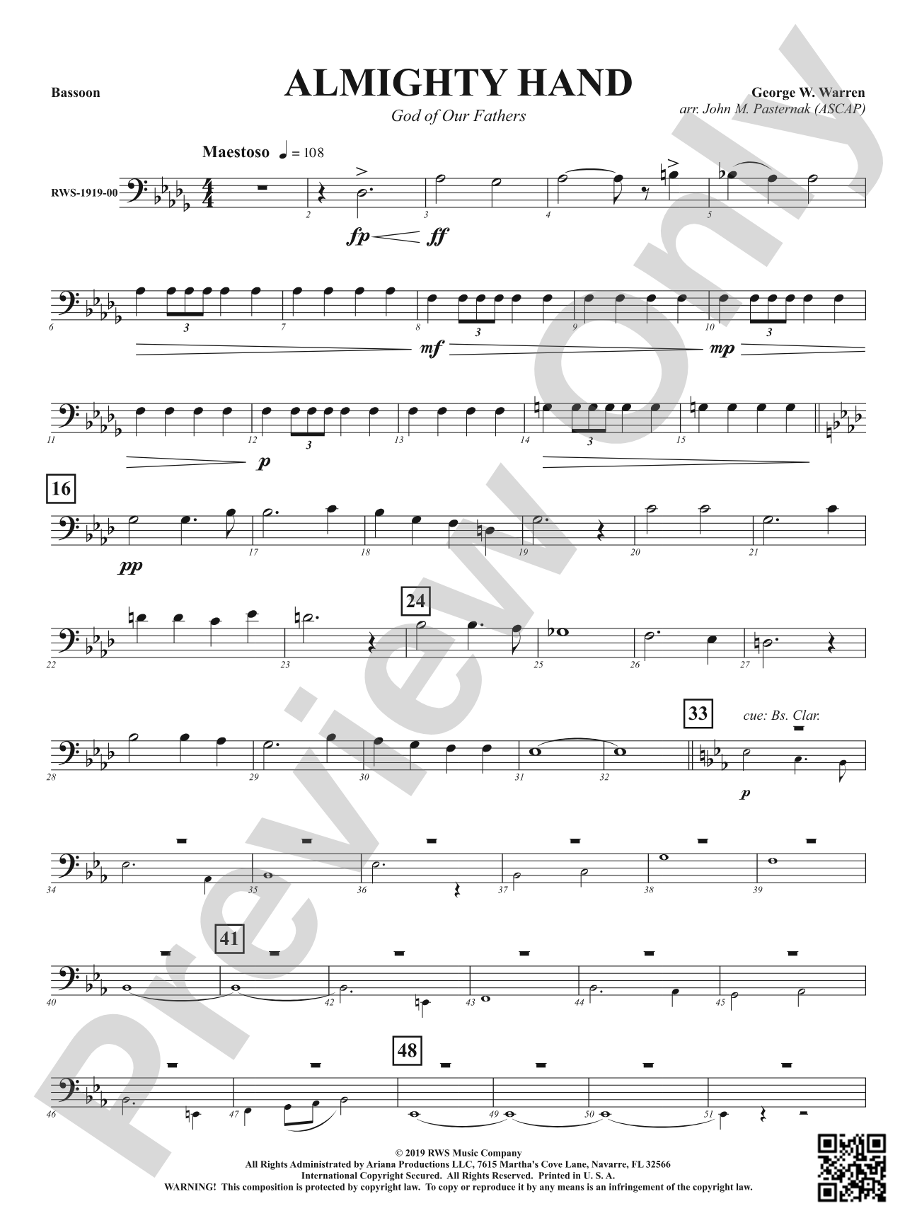 Almighty Hand - God of Our Fathers: Bassoon