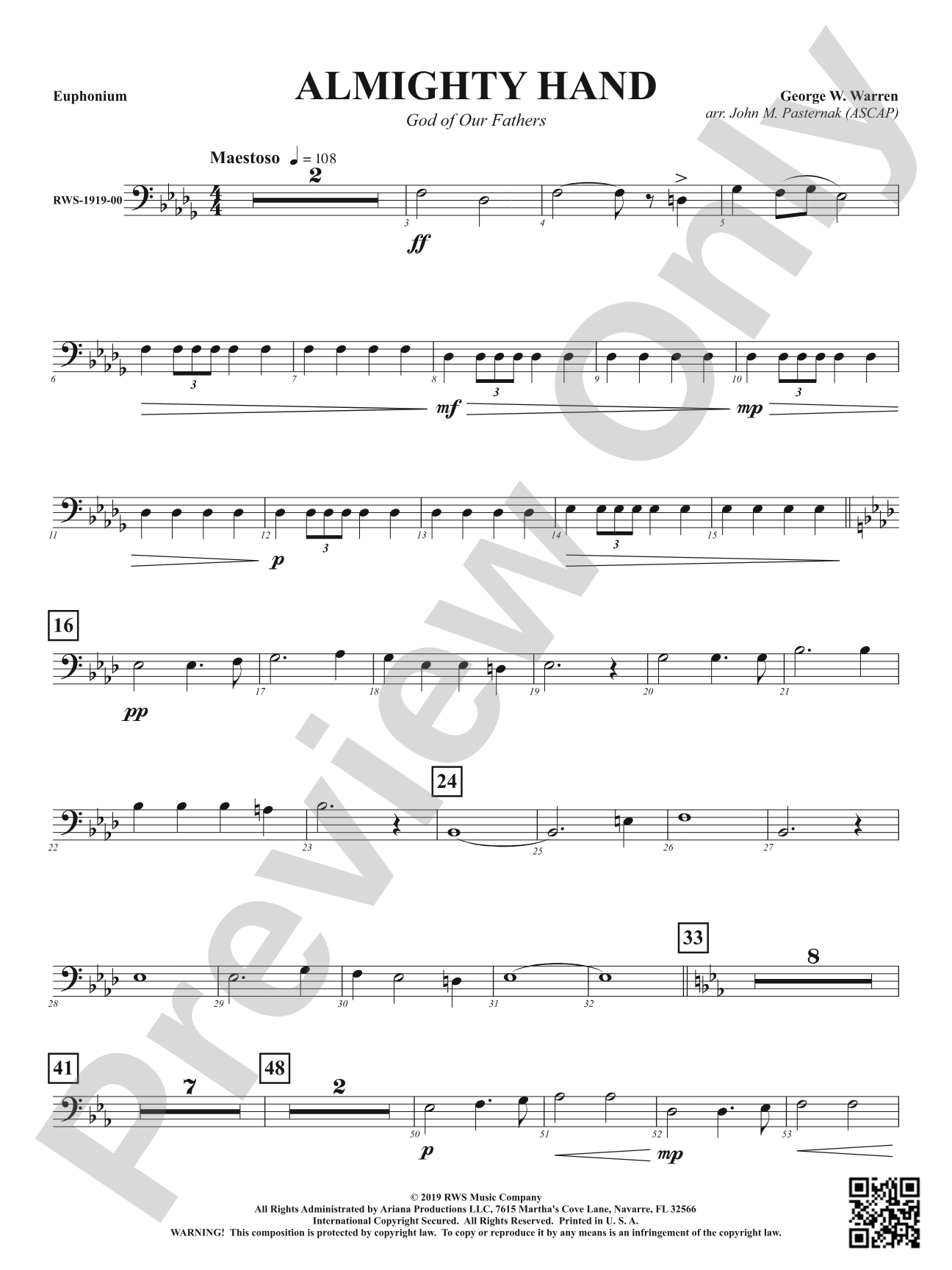 Almighty Hand - God of Our Fathers: Baritone B.C.