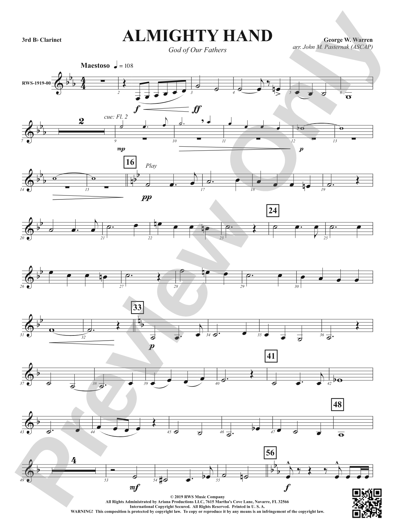 Almighty Hand - God of Our Fathers: 3rd B-flat Clarinet