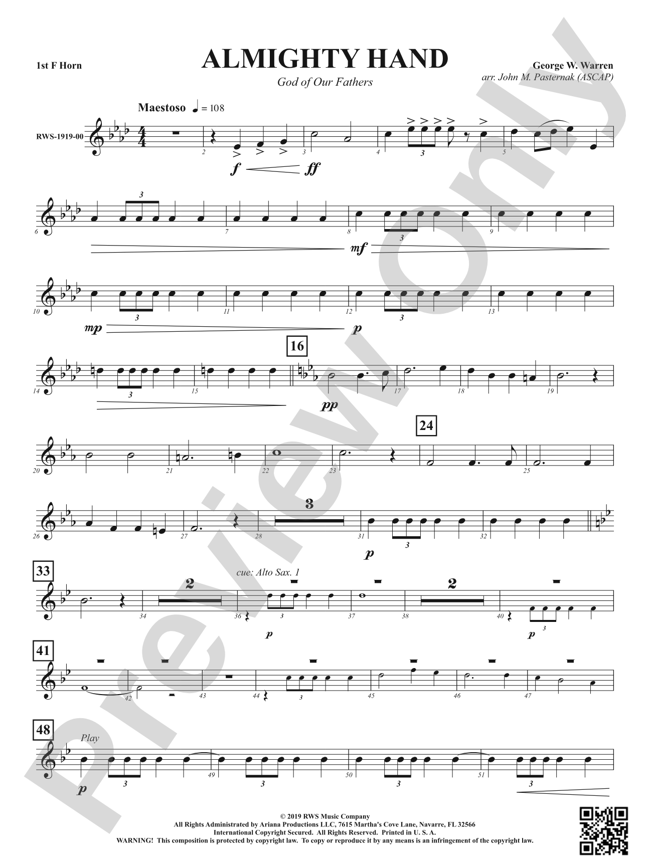 Almighty Hand - God of Our Fathers: 1st F Horn