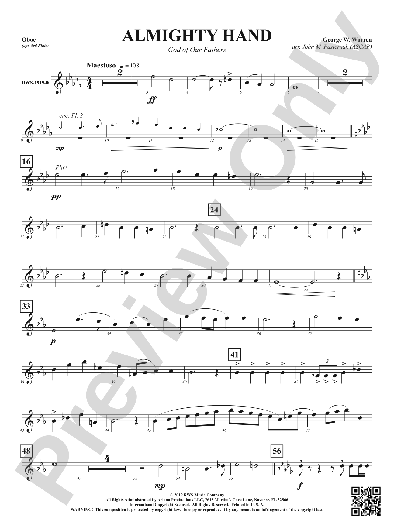 Almighty Hand - God of Our Fathers: Oboe