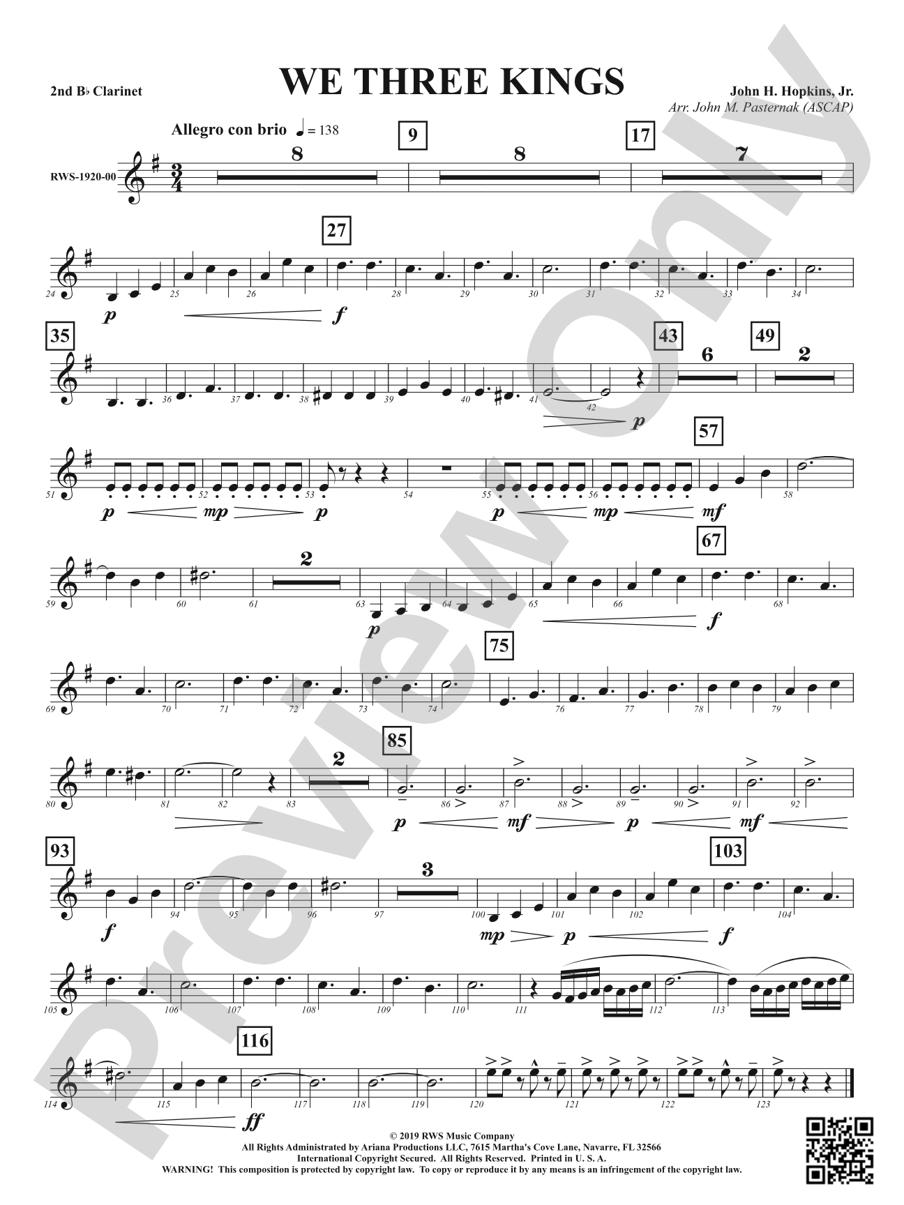 We Three Kings: 2nd B-flat Clarinet