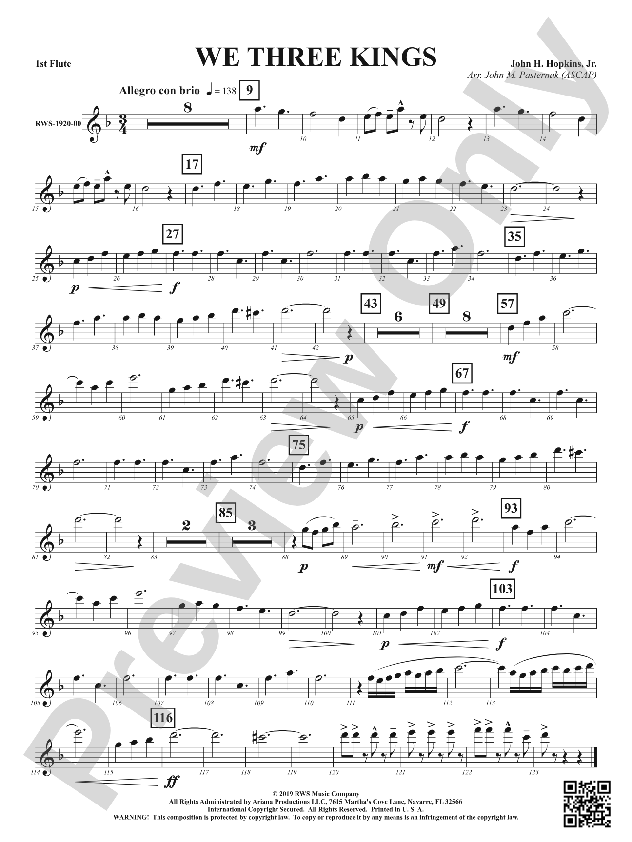 We Three Kings: 1st Flute