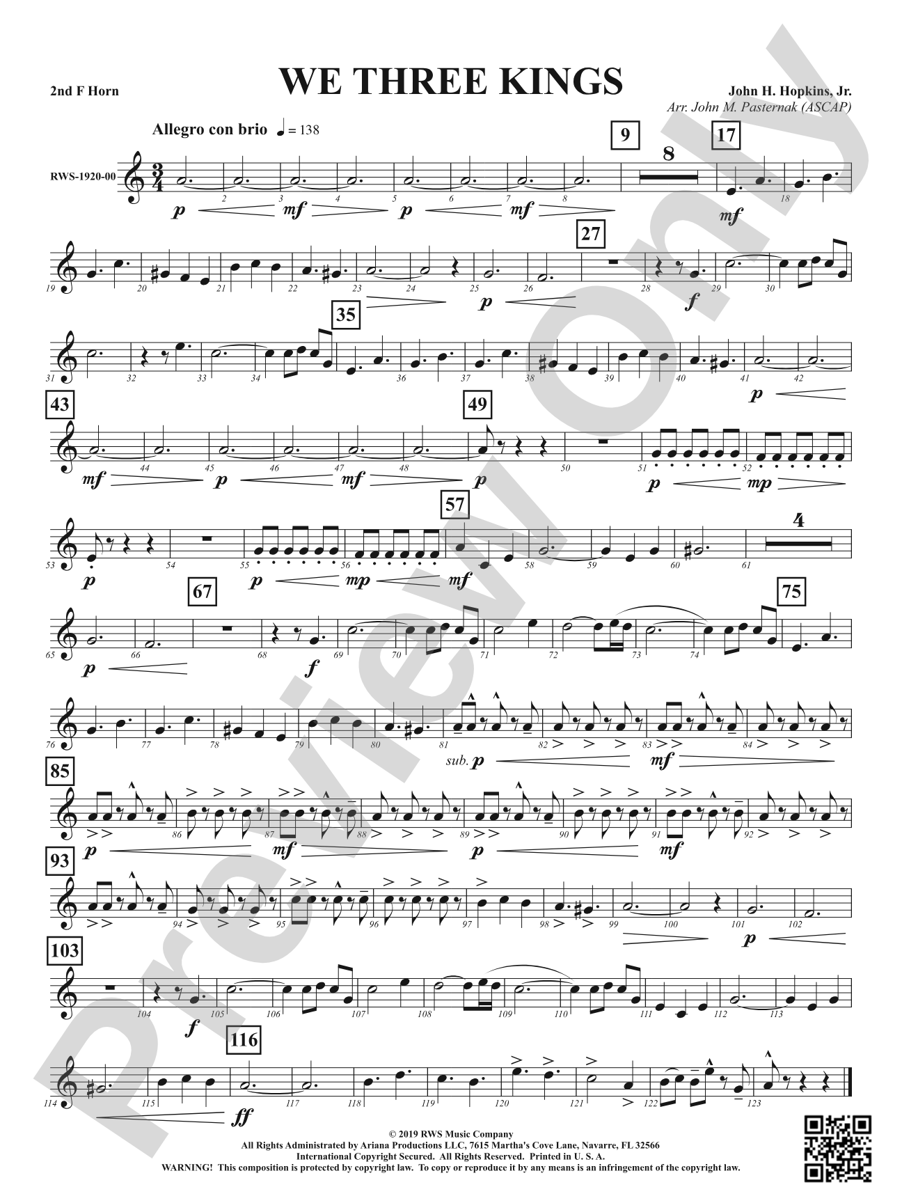 We Three Kings: 2nd F Horn