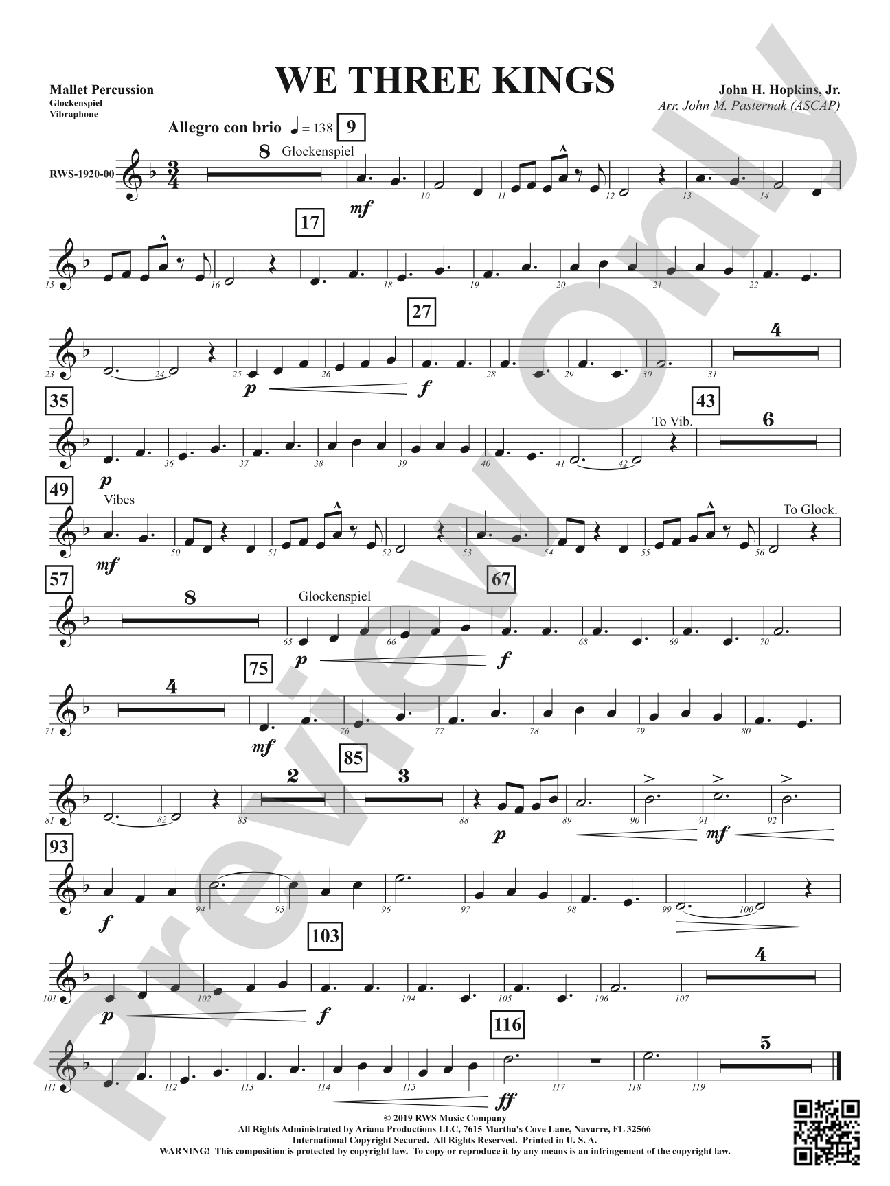 We Three Kings: 1st Mallet Percussion
