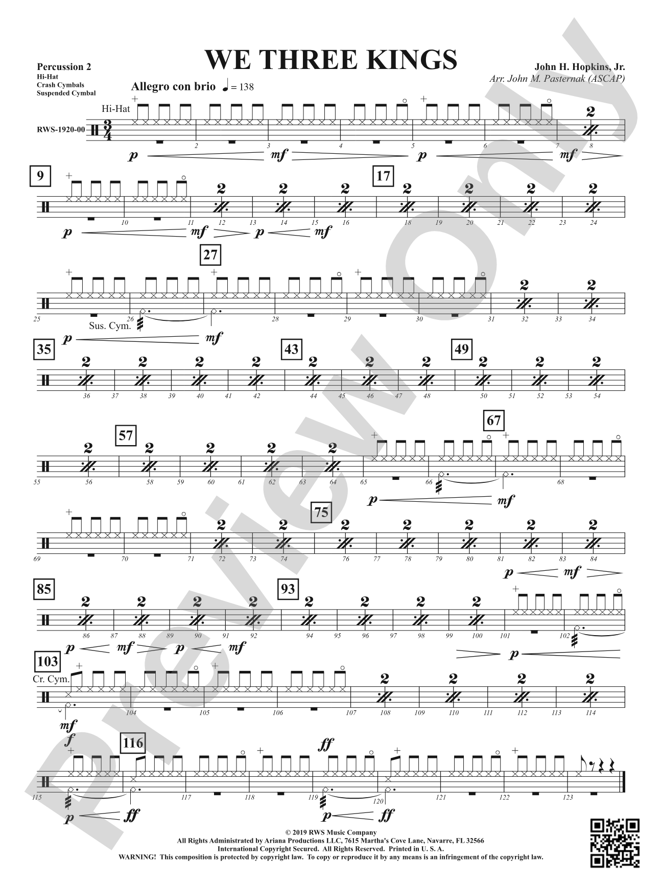 We Three Kings: 2nd Percussion