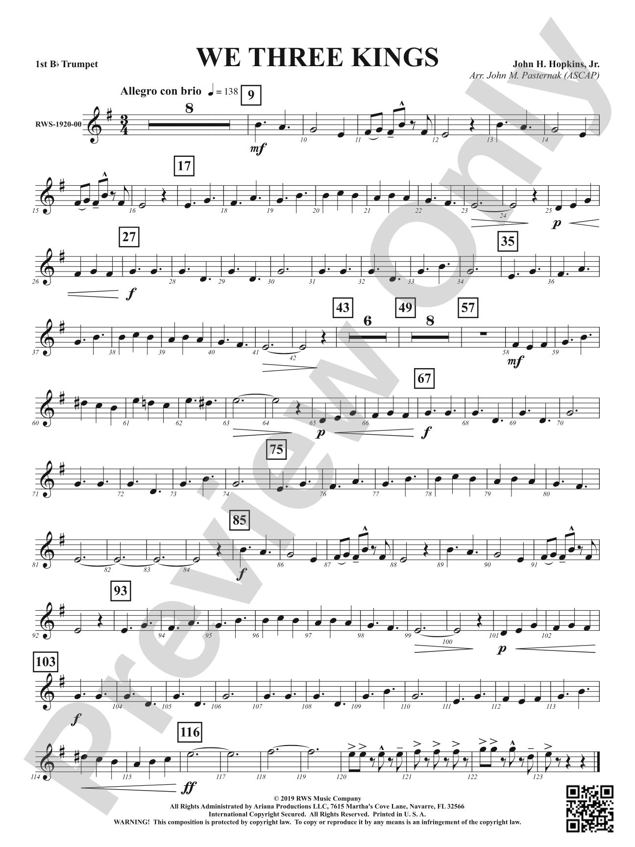 We Three Kings: 1st B-flat Trumpet