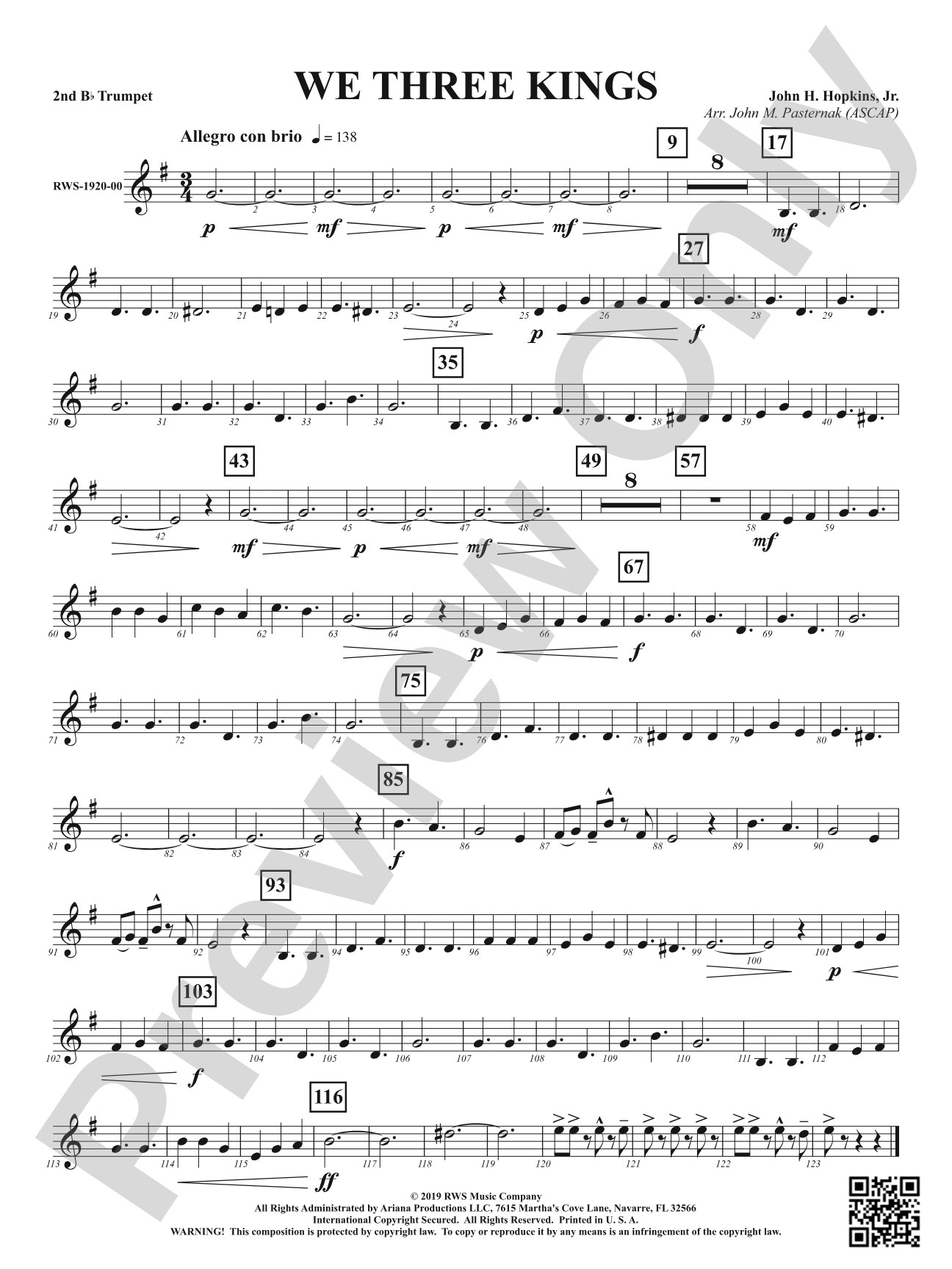 We Three Kings: 2nd B-flat Trumpet