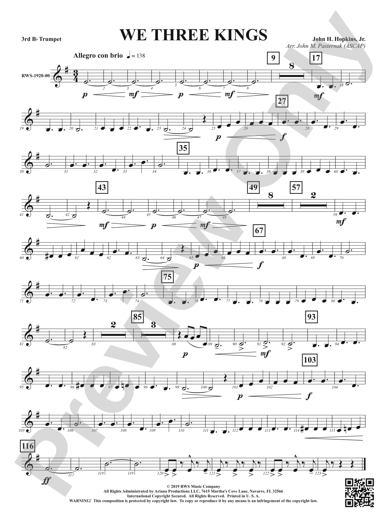 We Three Kings: 3rd B-flat Trumpet