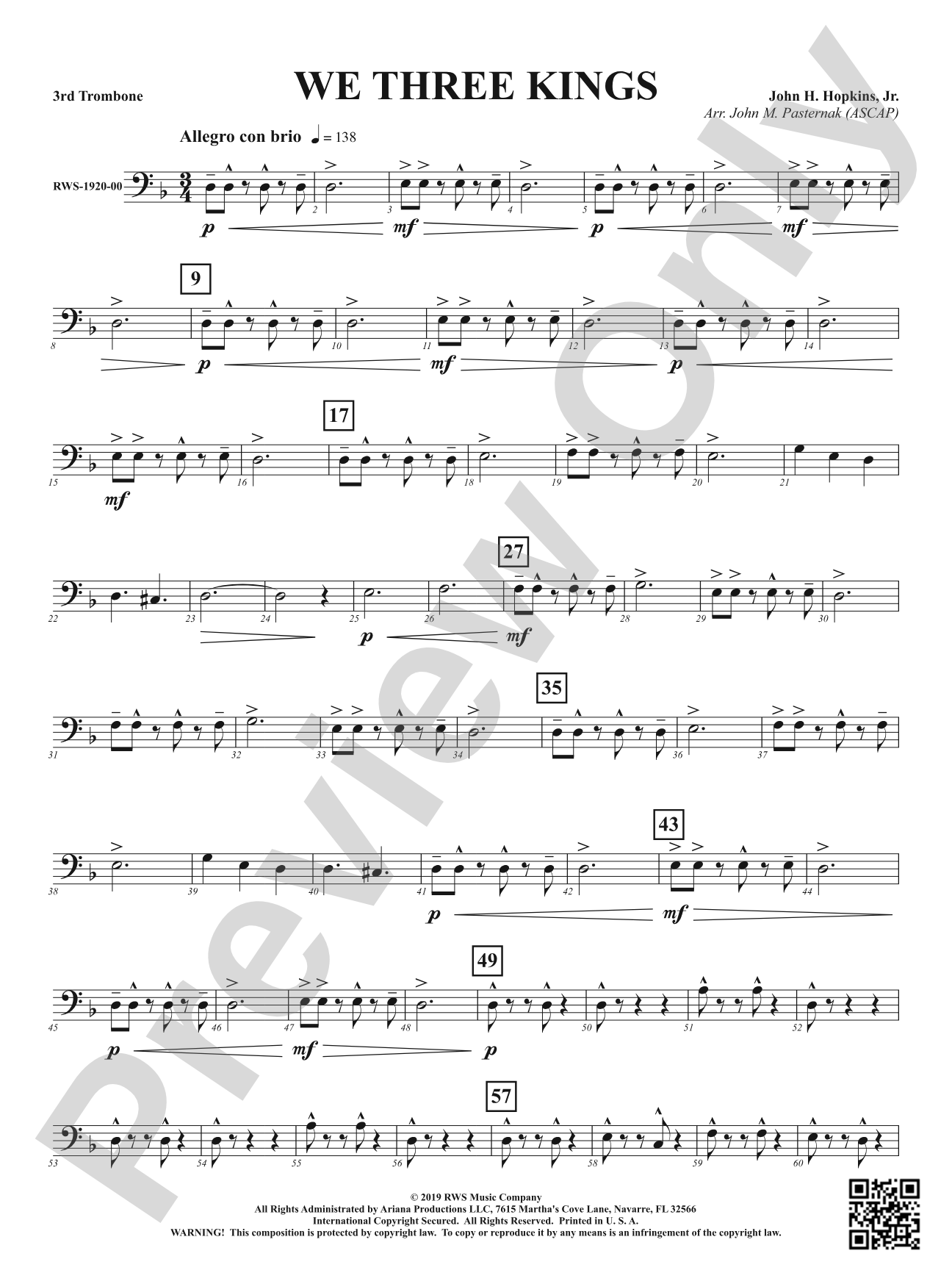 We Three Kings: 3rd Trombone