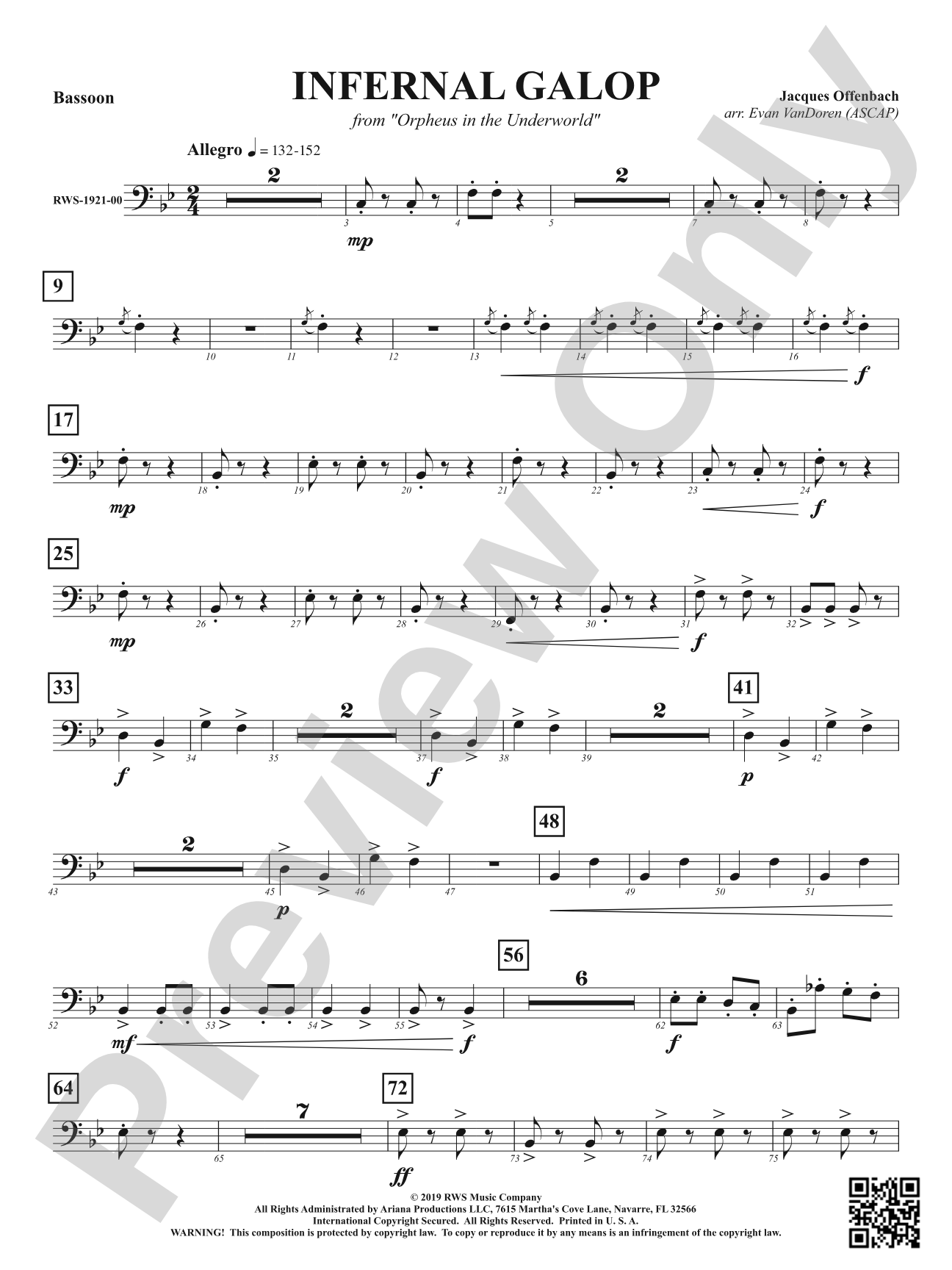 Infernal Galop - From <i>Orpheus in the Underworld</i>: Bassoon